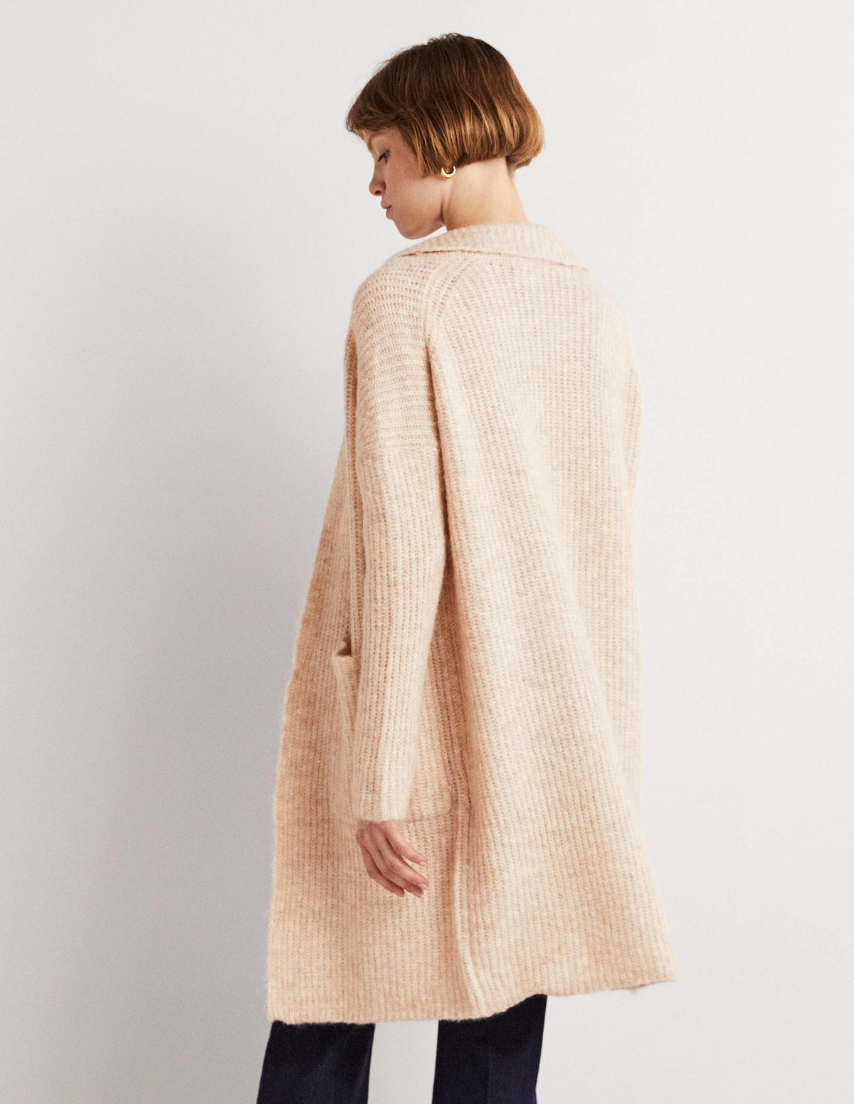 Fluffy Ribbed Coatigan-Oatmeal Melange-3