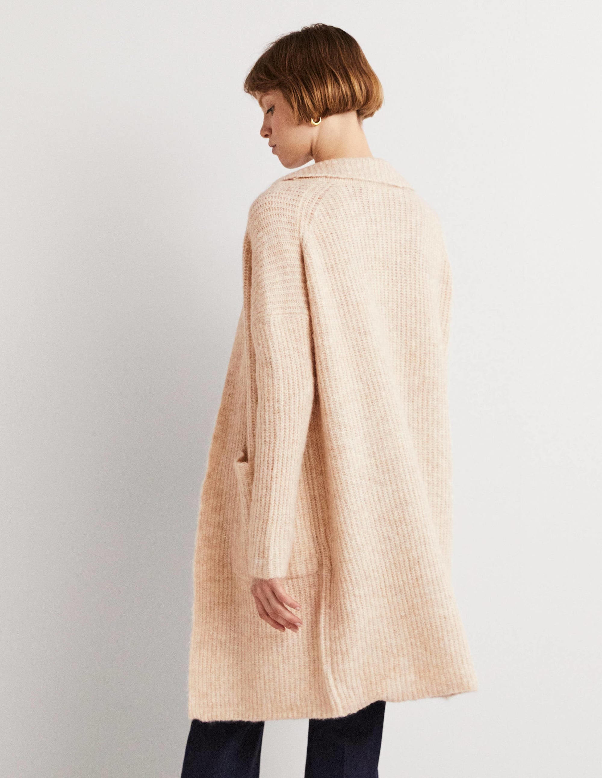 Fluffy Ribbed Coatigan-Oatmeal Melange - Image 3