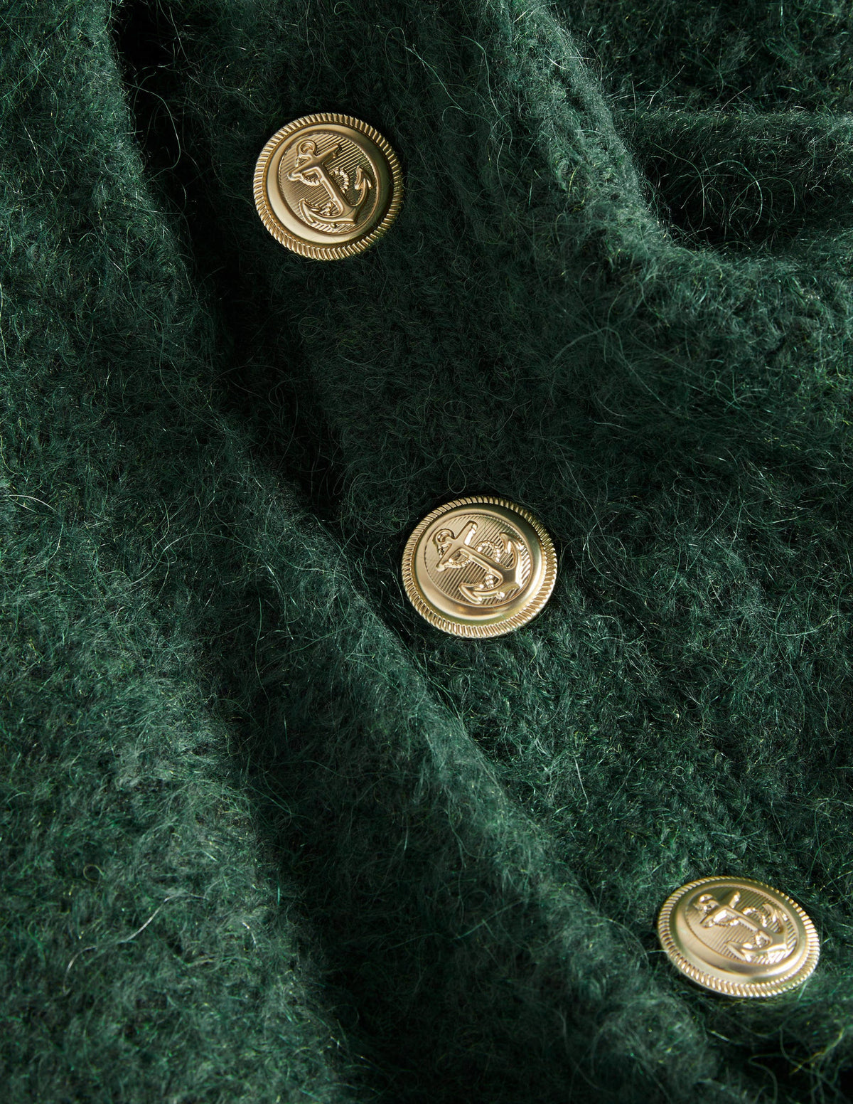 Fluffy Ribbed Button Jumper-Hunter Green-8