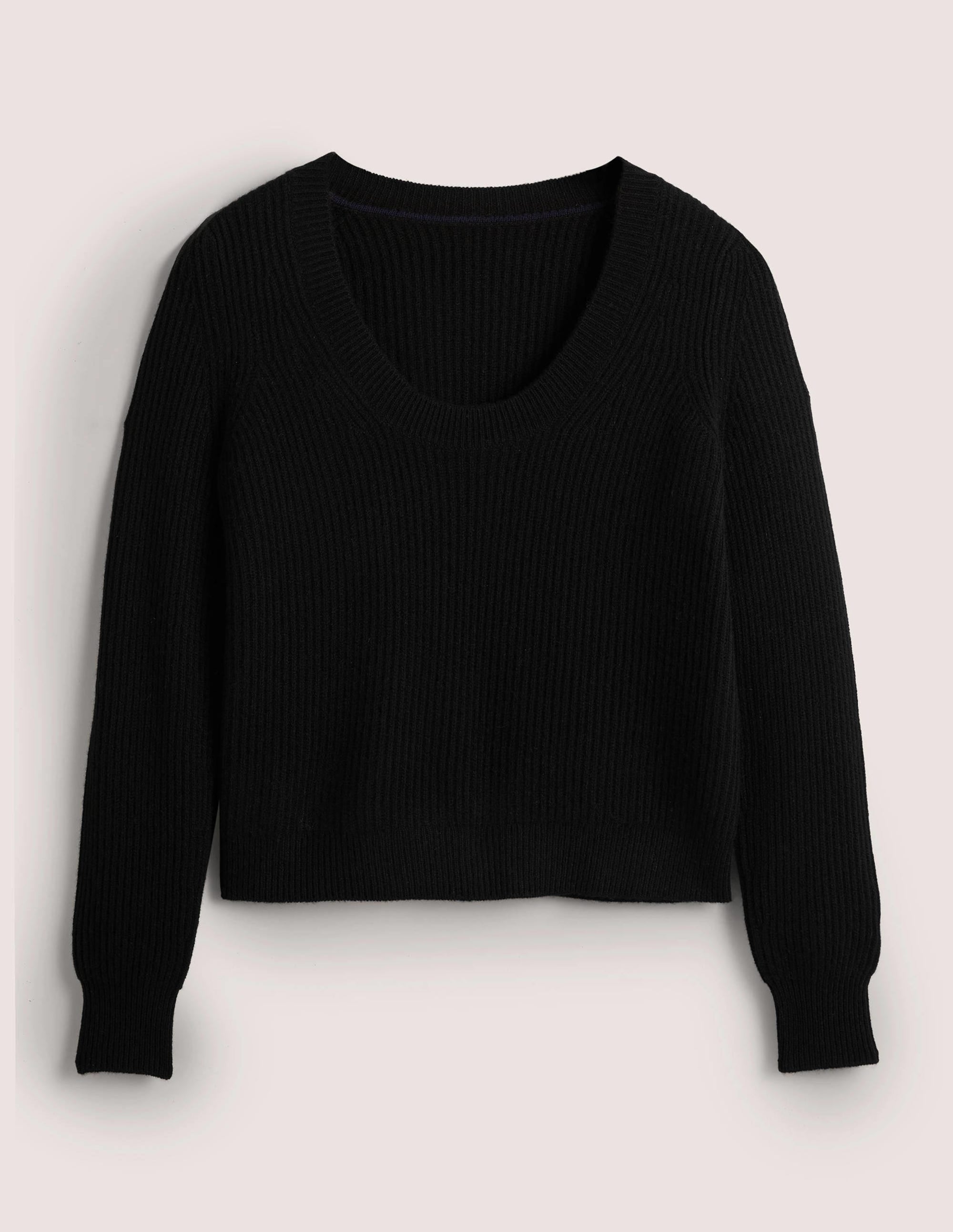 Cashmere Scoop Neck Jumper-Black - Image 6