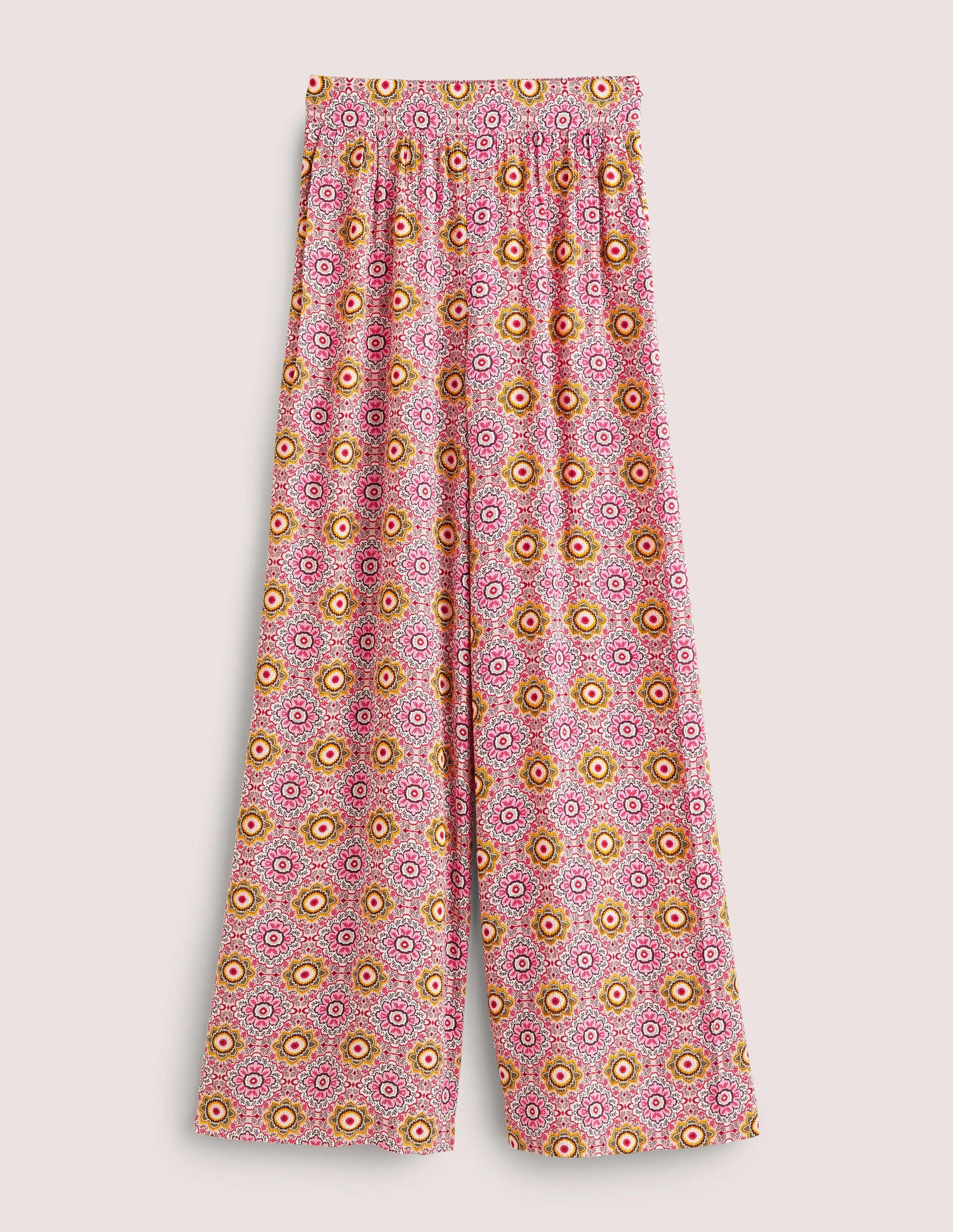 Grace Crinkle Wide Leg Trouser-Milkshake, Paradise Garden-5