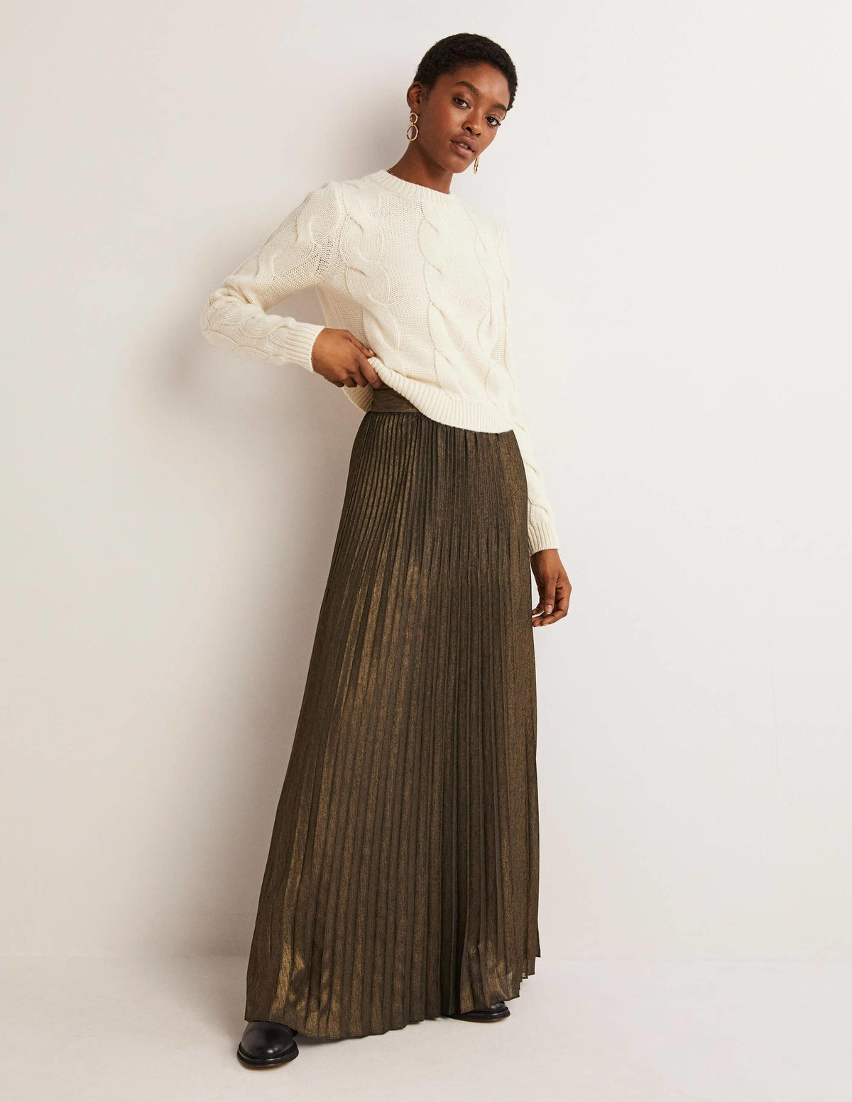 Pleated Party Maxi Skirt-Metallic Foil - Image 1