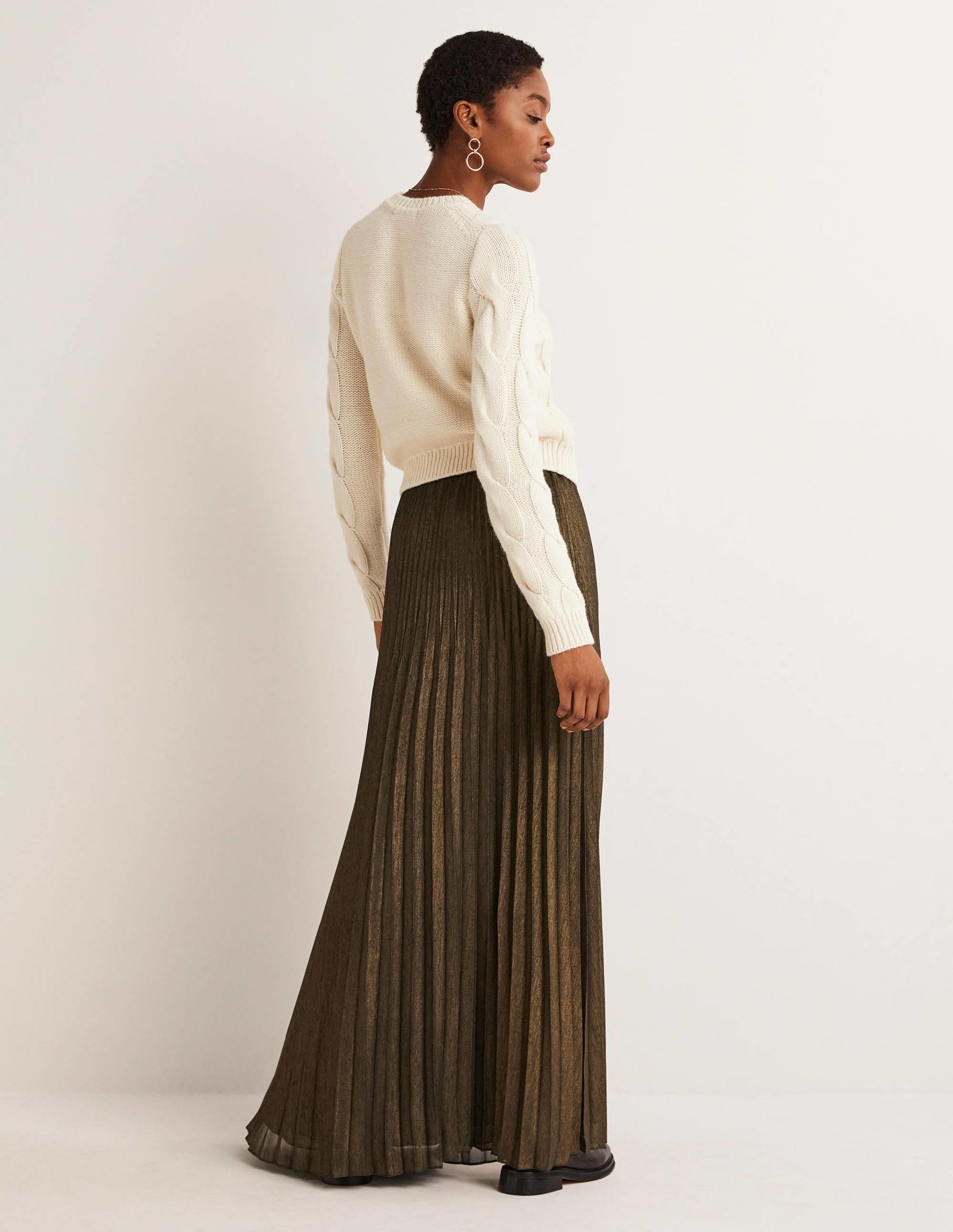 Pleated Party Maxi Skirt-Metallic Foil - Image 3