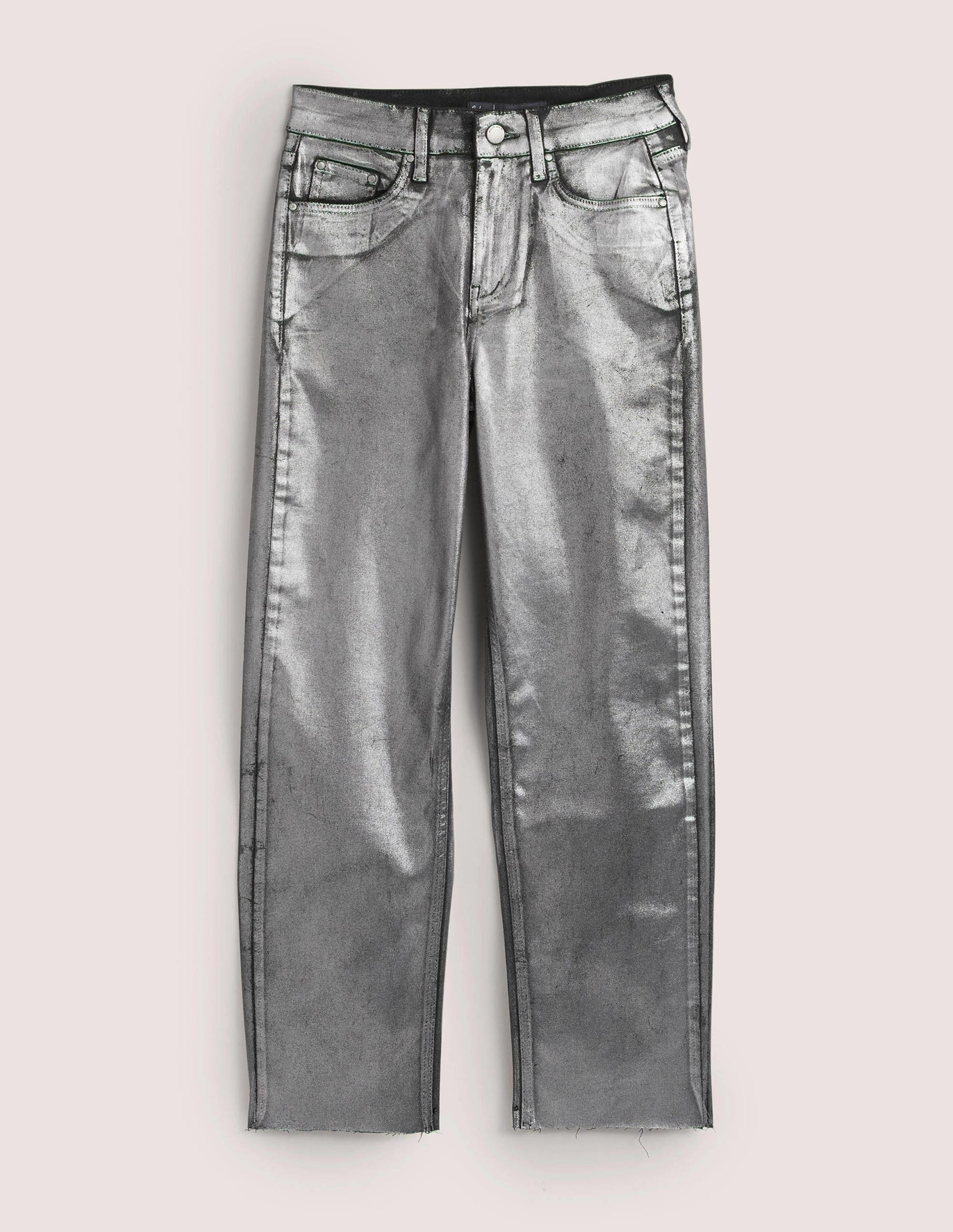 Straight Leg Metallic Trousers-Party Gunmetal Metallic-6