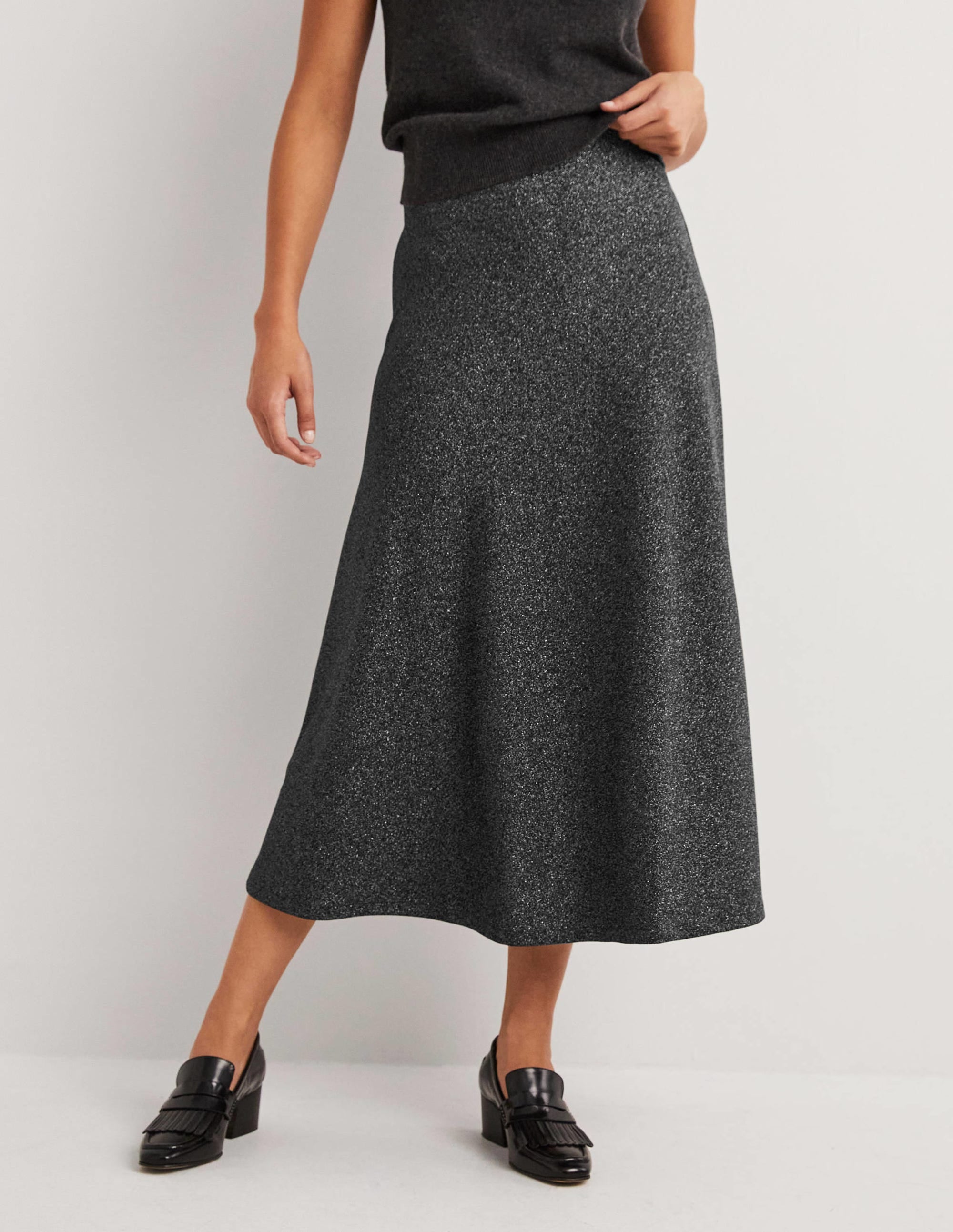 Metallic Party Midi Skirt-Black Sparkle - Image 4