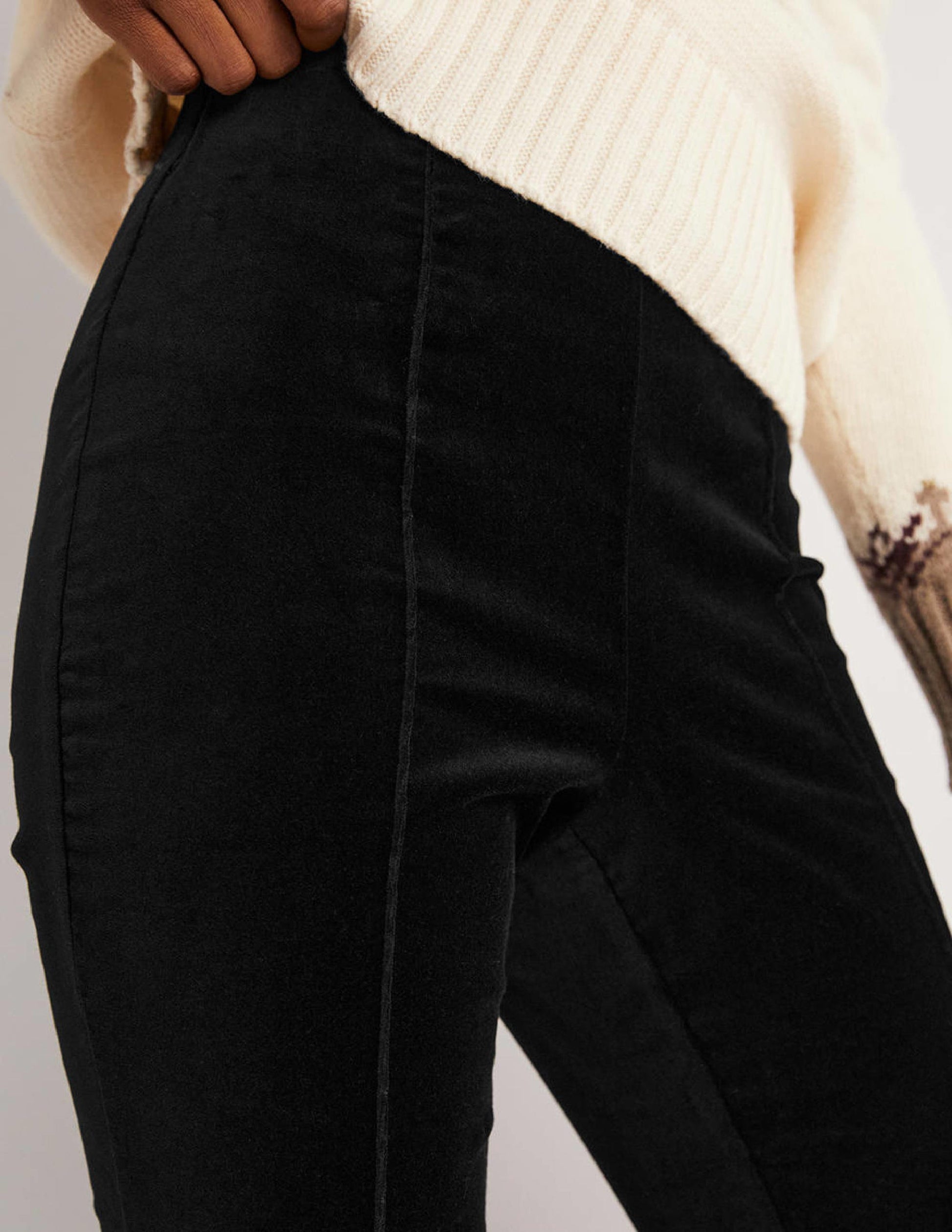 Velvet Stretch Leggings-Black Velvet-2