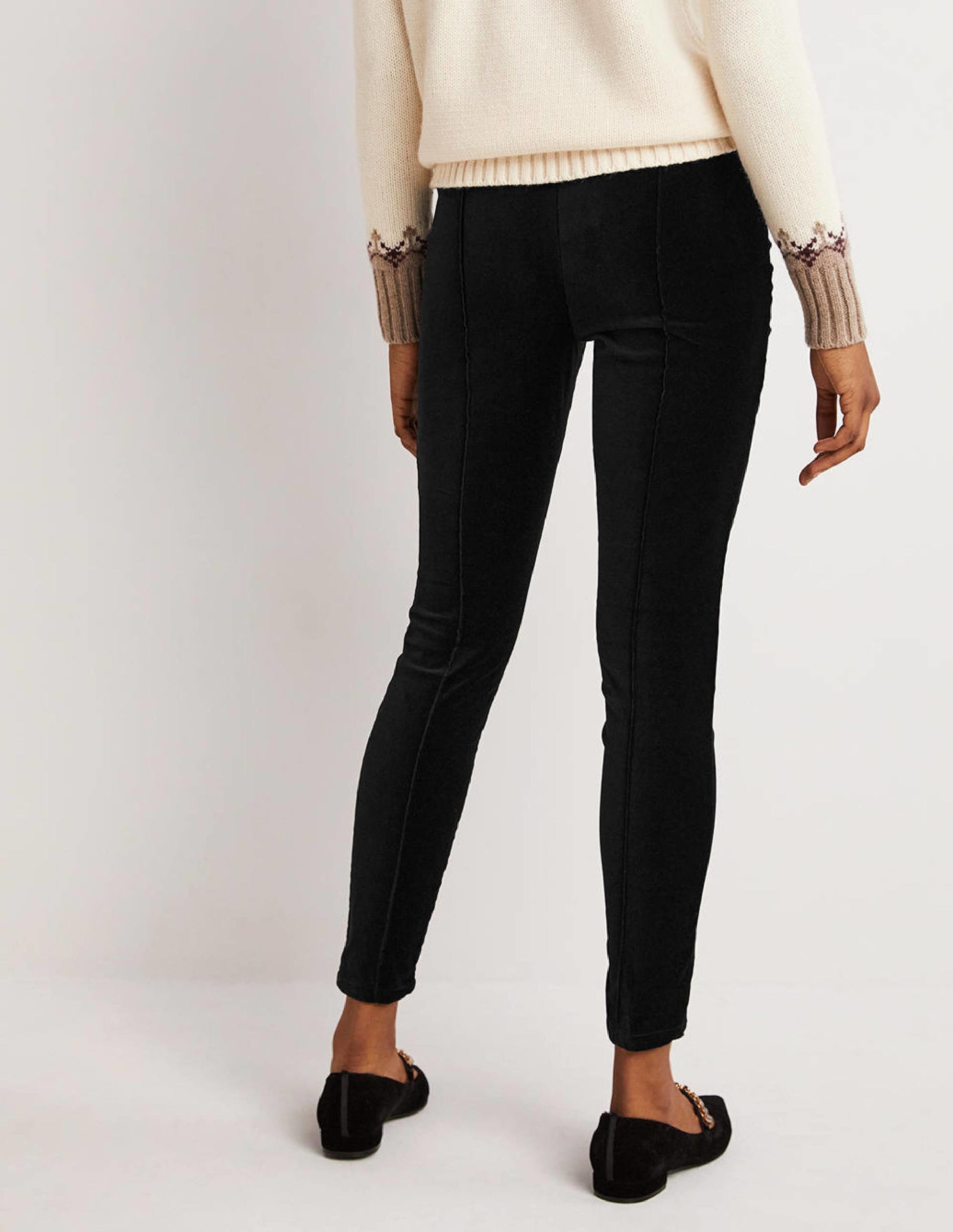 Velvet Stretch Leggings-Black Velvet-3