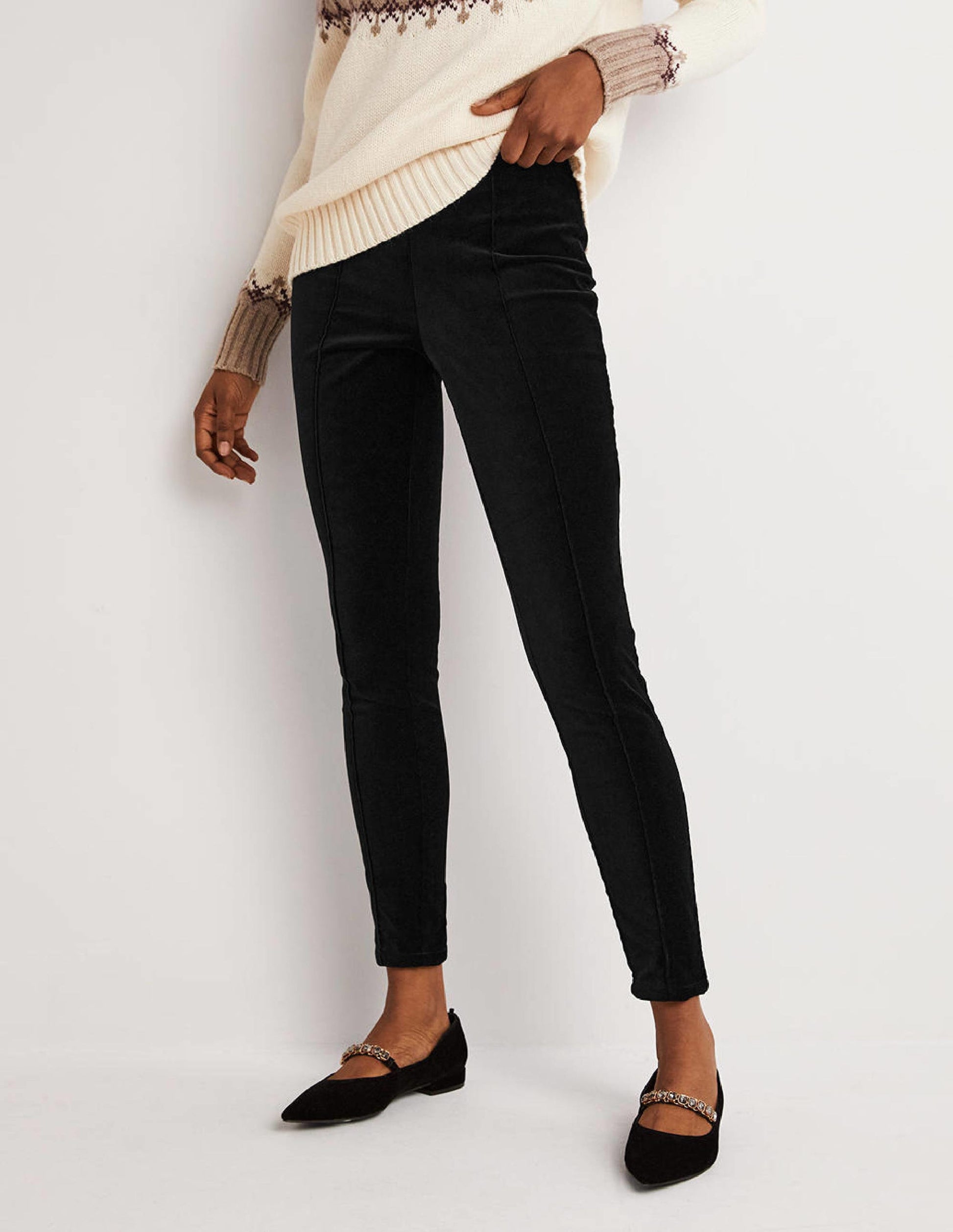 Velvet Stretch Leggings-Black Velvet-4