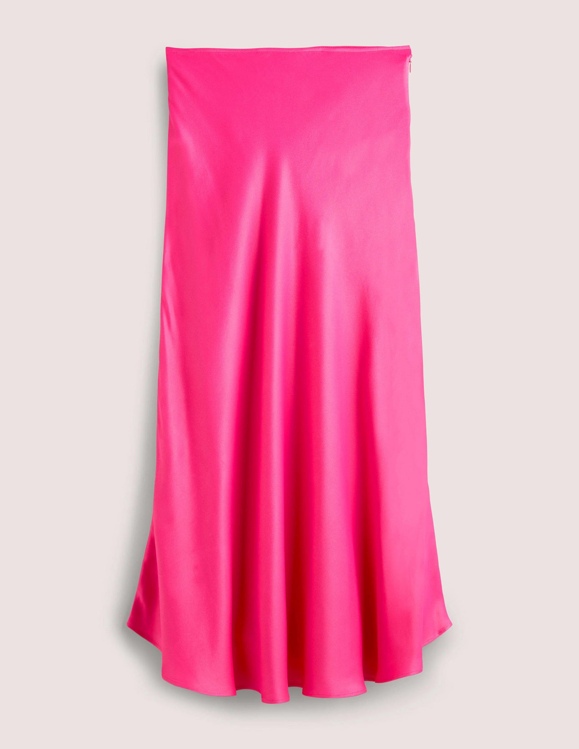 Pink Satin Bias-cut Midi Skirt-Watermelon Pink-6