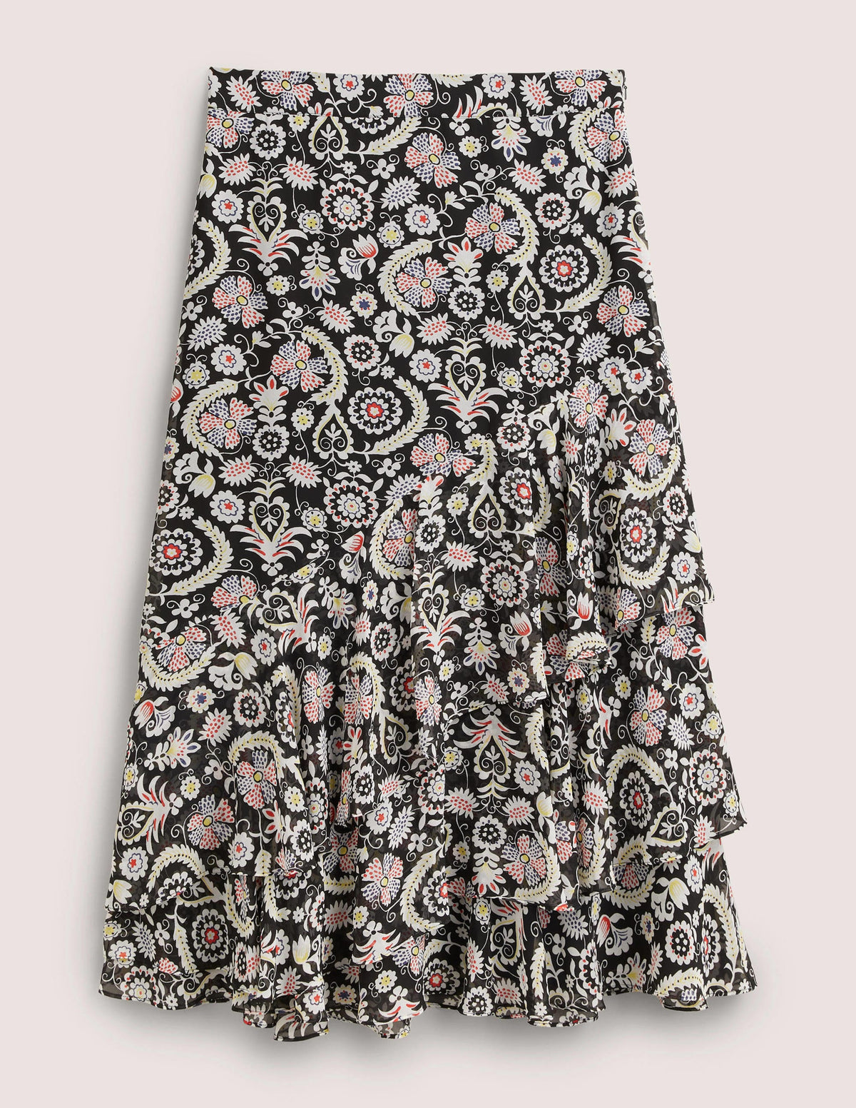 Multi Ruffle Maxi Skirt-Black, Tropic Charm - Image 6