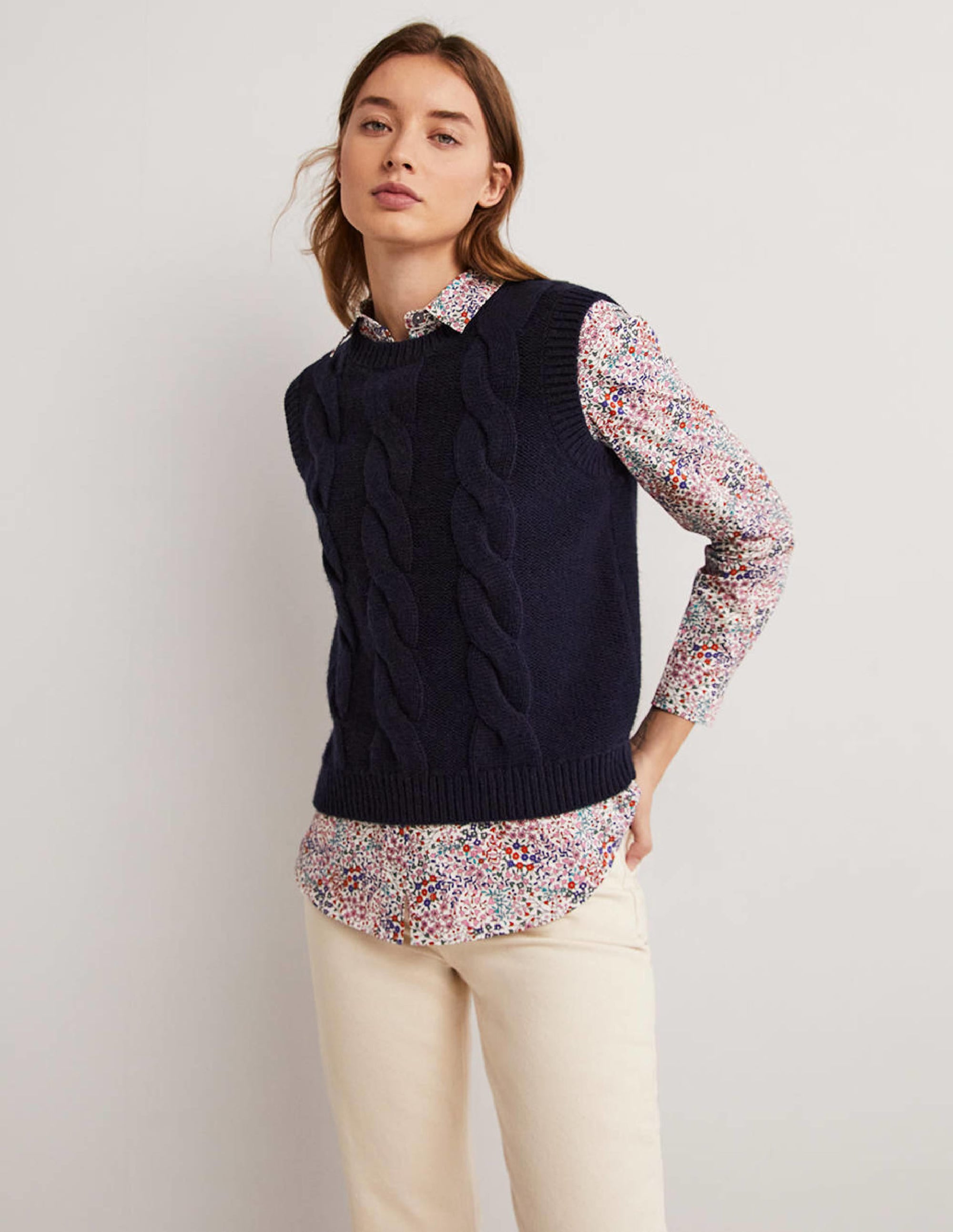 Classic Cotton Shirt-Ivory, Ditsy Garden - Image 5