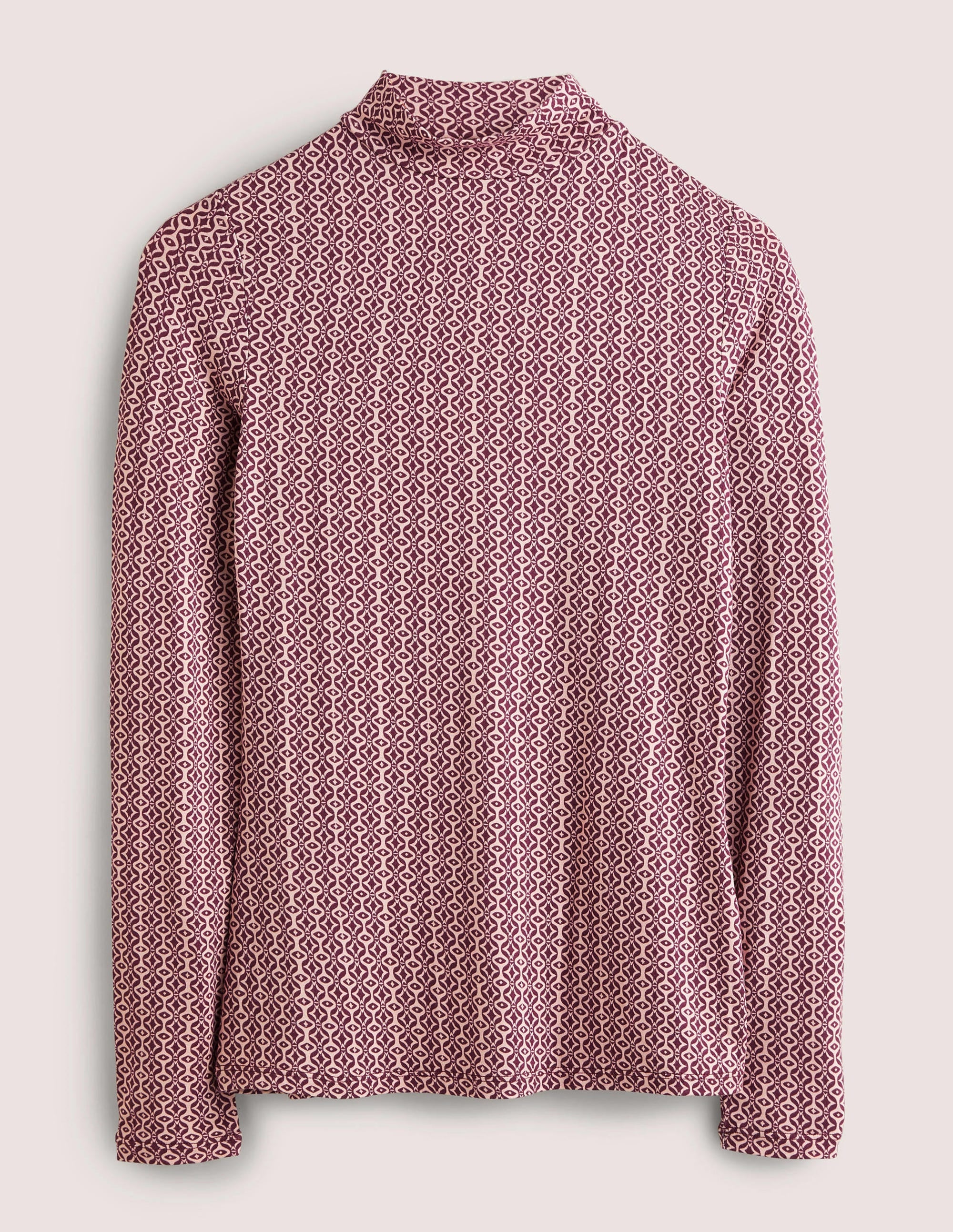 Jersey High Neck Top-Berry, Diamond Swirl - Image 6
