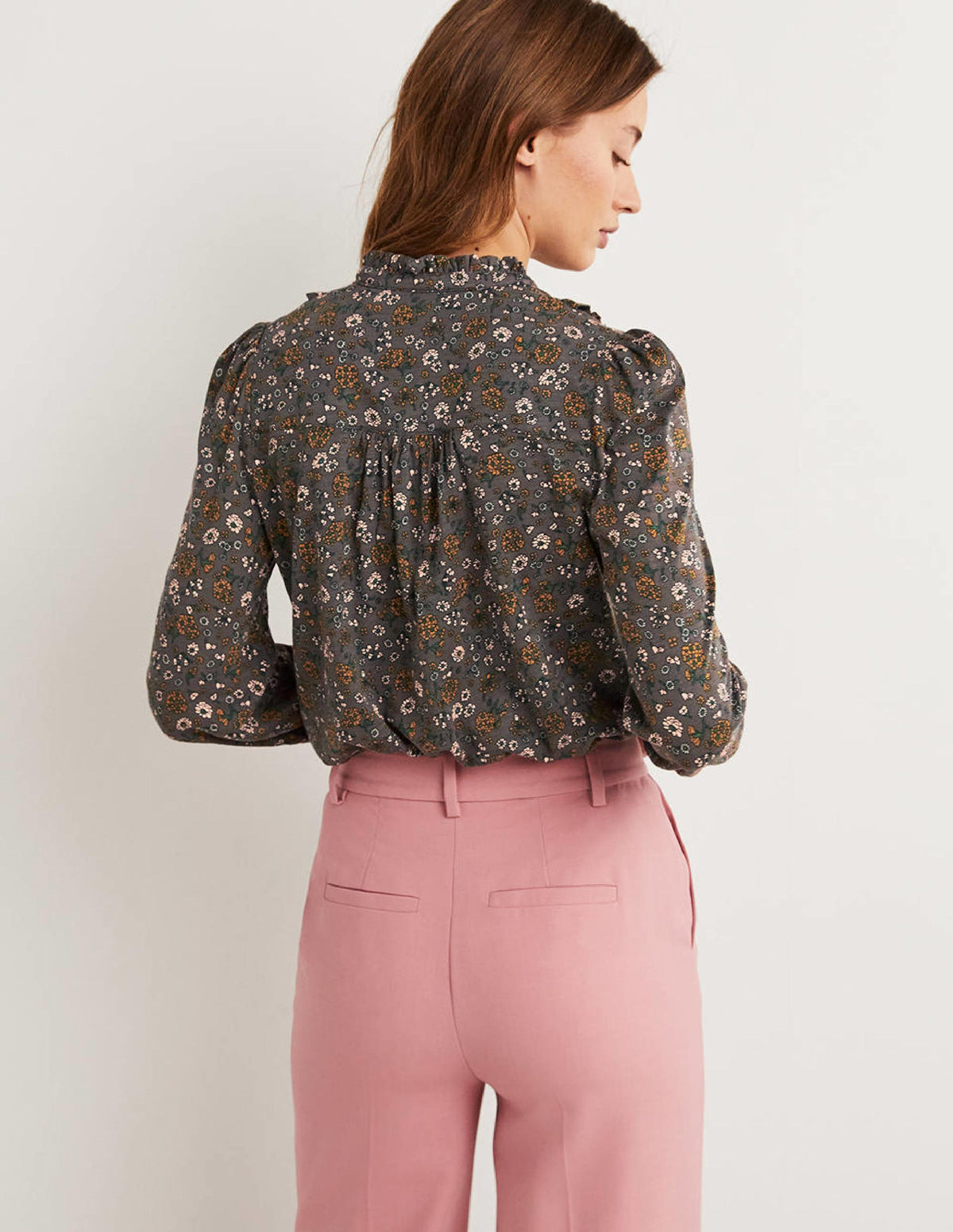 Ruffle Jersey Shirt-Grey Ditsy Charm-3