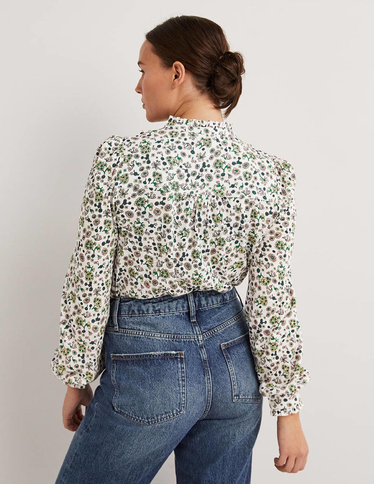Ruffle Jersey Shirt-Ivory Ditsy Charm - Image 3