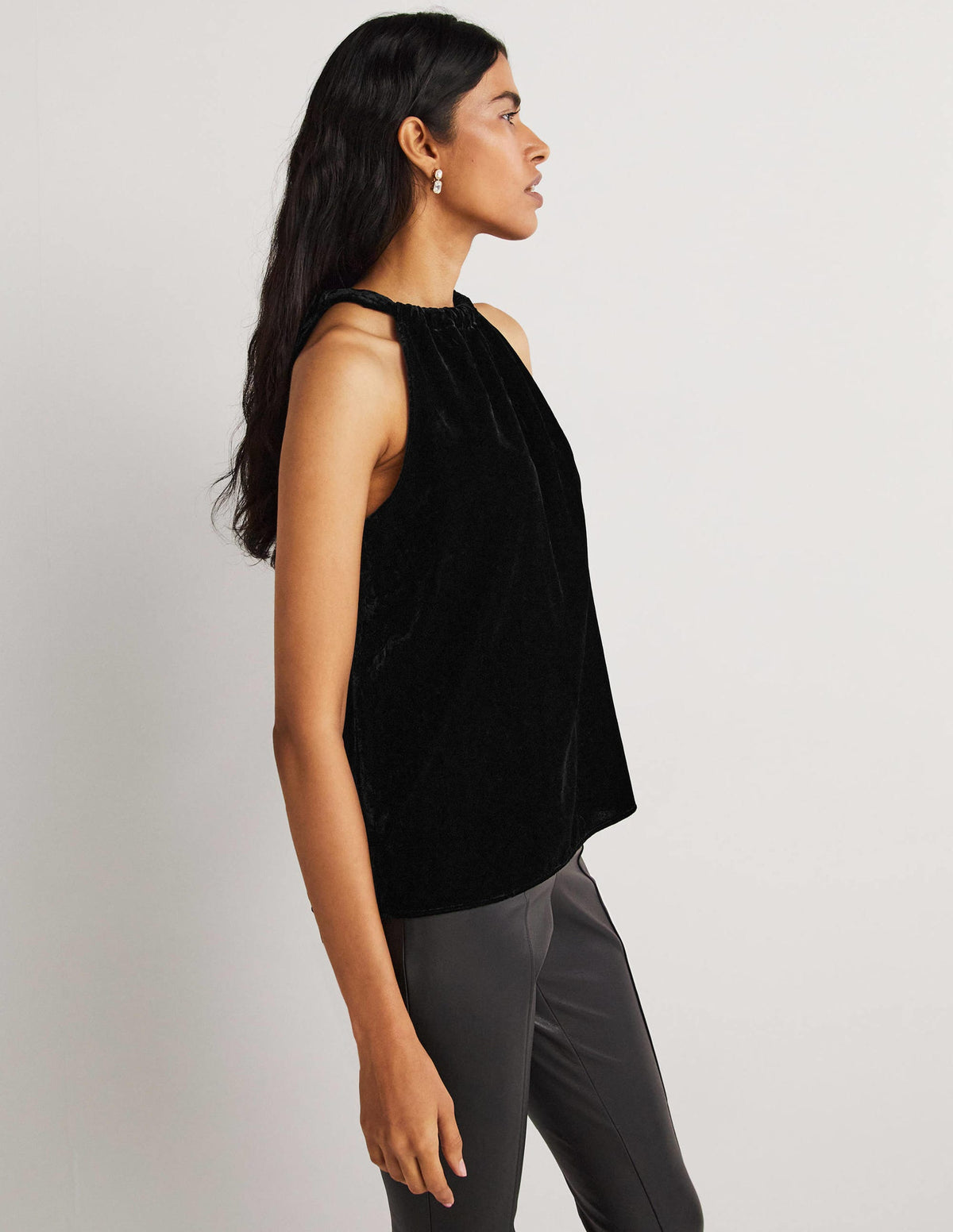 Velvet Halterneck Top-Black-2