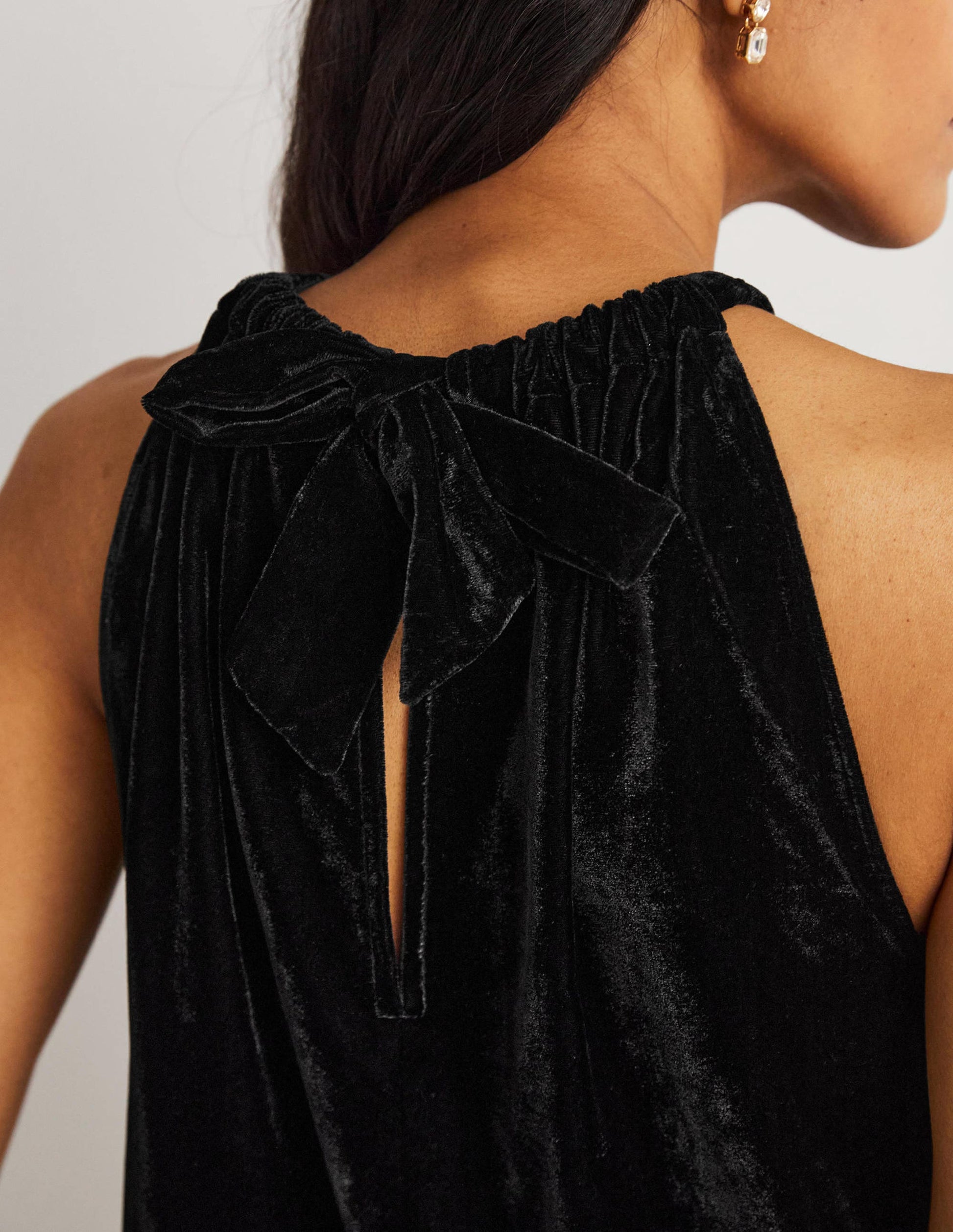 Velvet Halterneck Top-Black-3