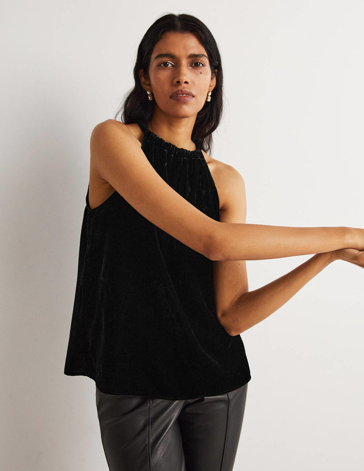 Velvet Halterneck Top-Black-5
