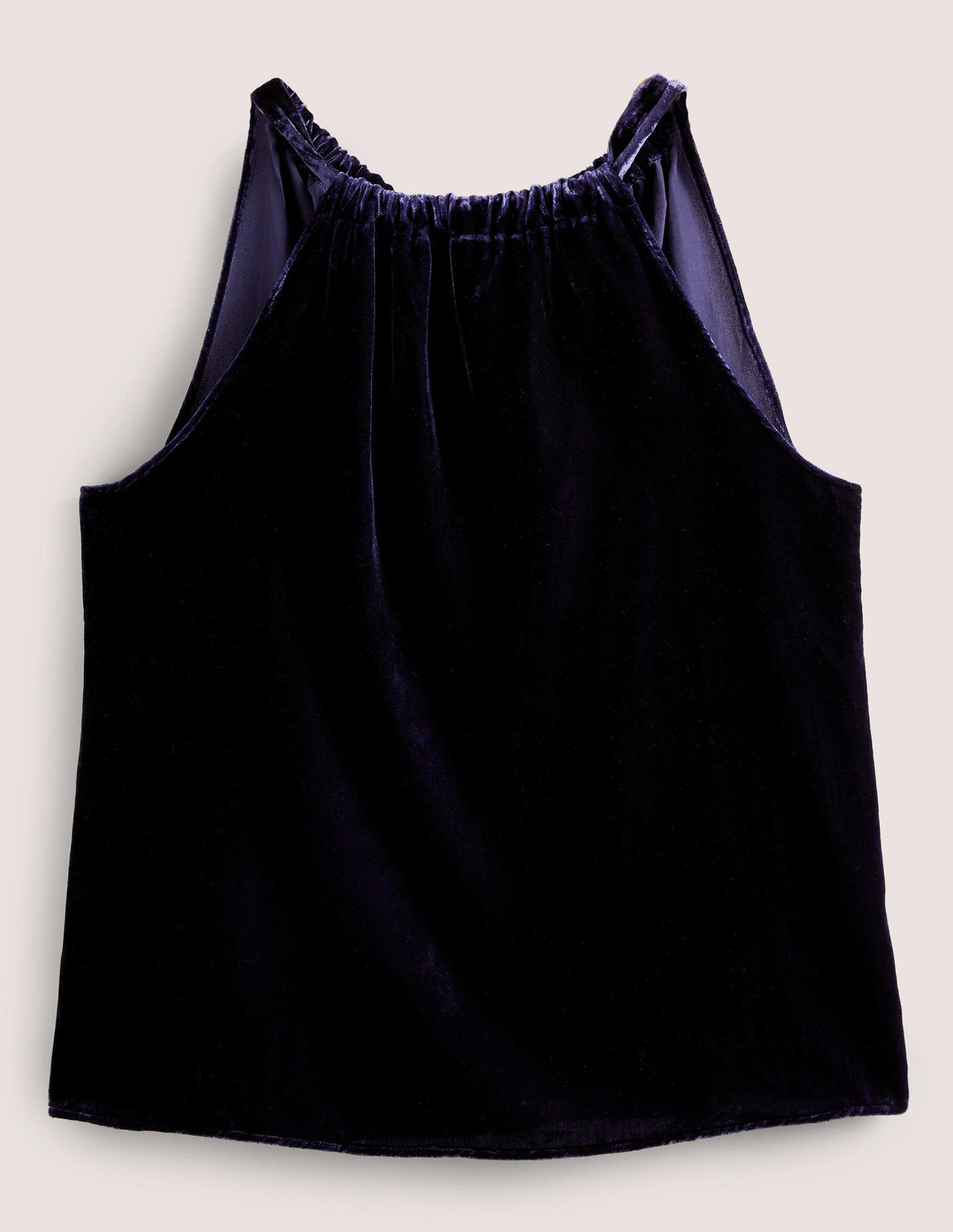 Velvet Halterneck Top-Navy-6