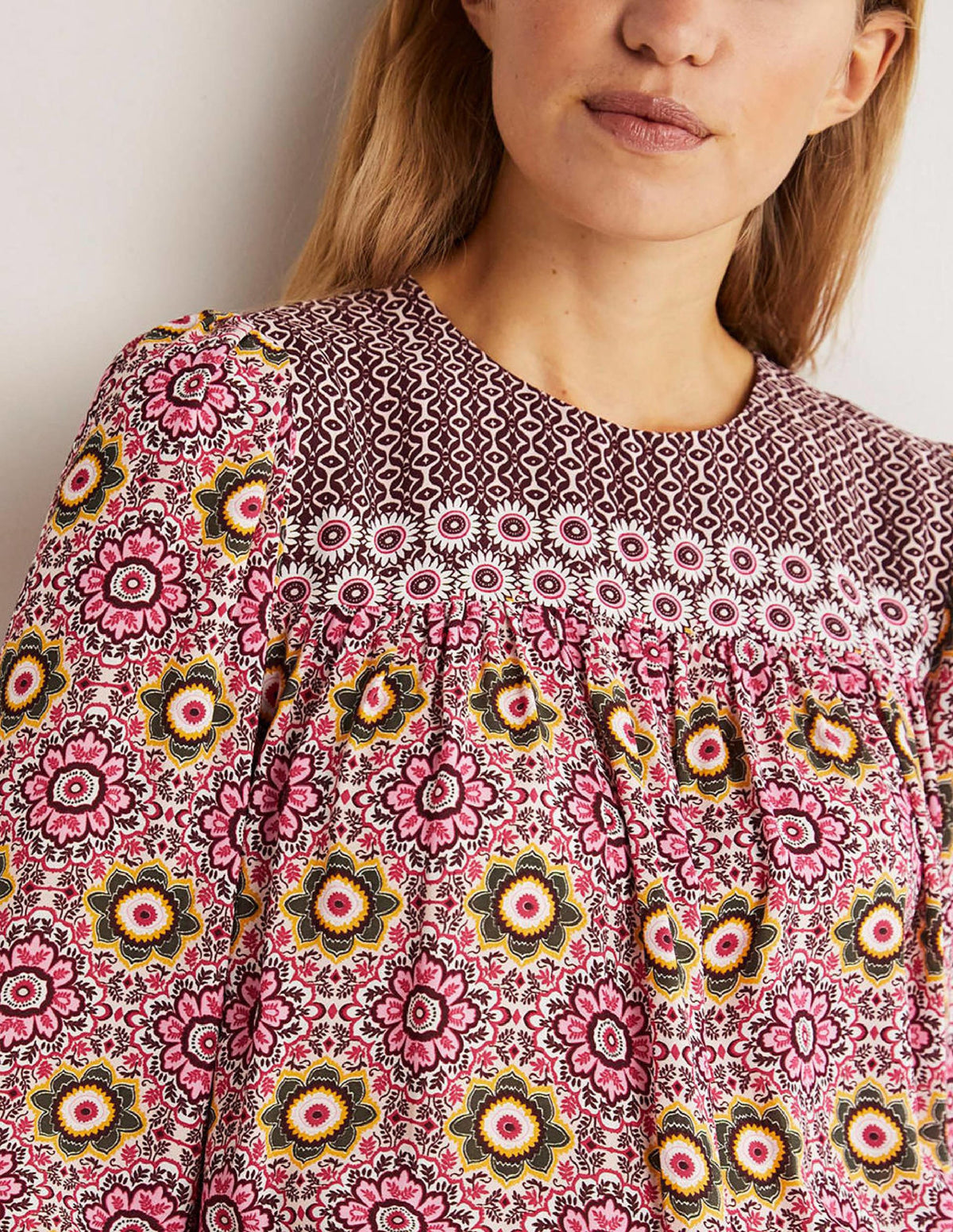 Printed Yoke Detail Top-Milkshake, Paradise Garden - Image 2