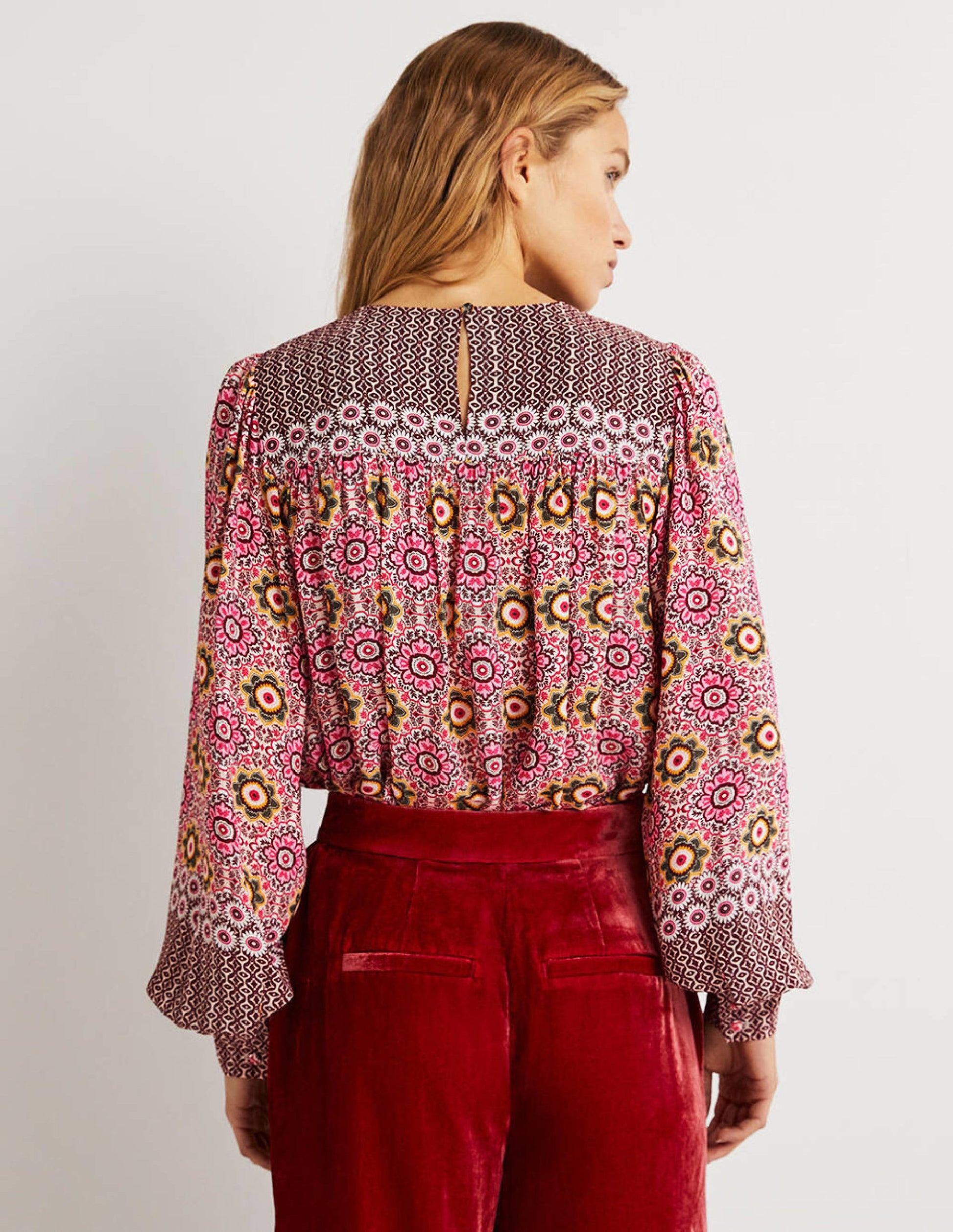 Printed Yoke Detail Top-Milkshake, Paradise Garden-3
