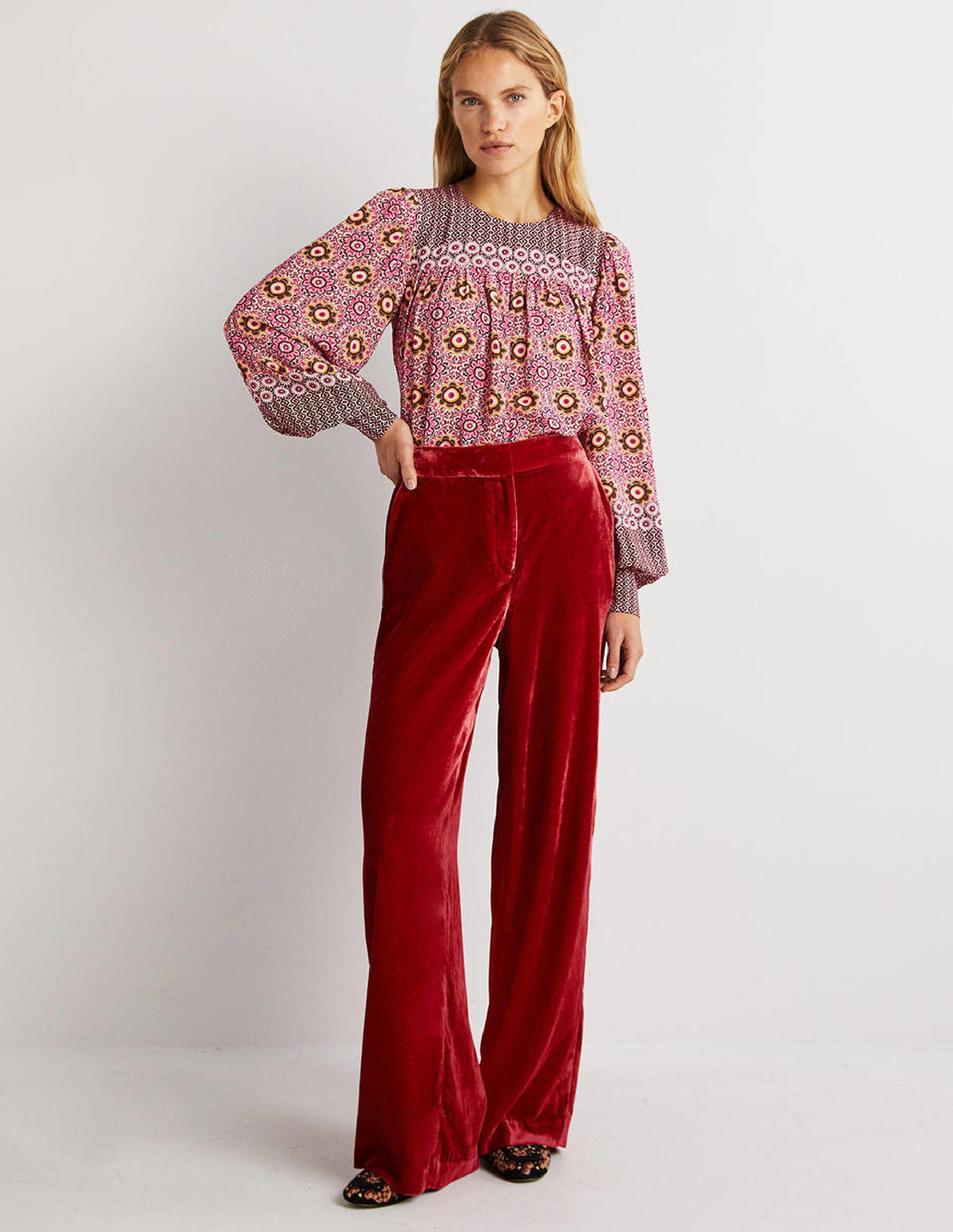 Printed Yoke Detail Top-Milkshake, Paradise Garden - Image 4