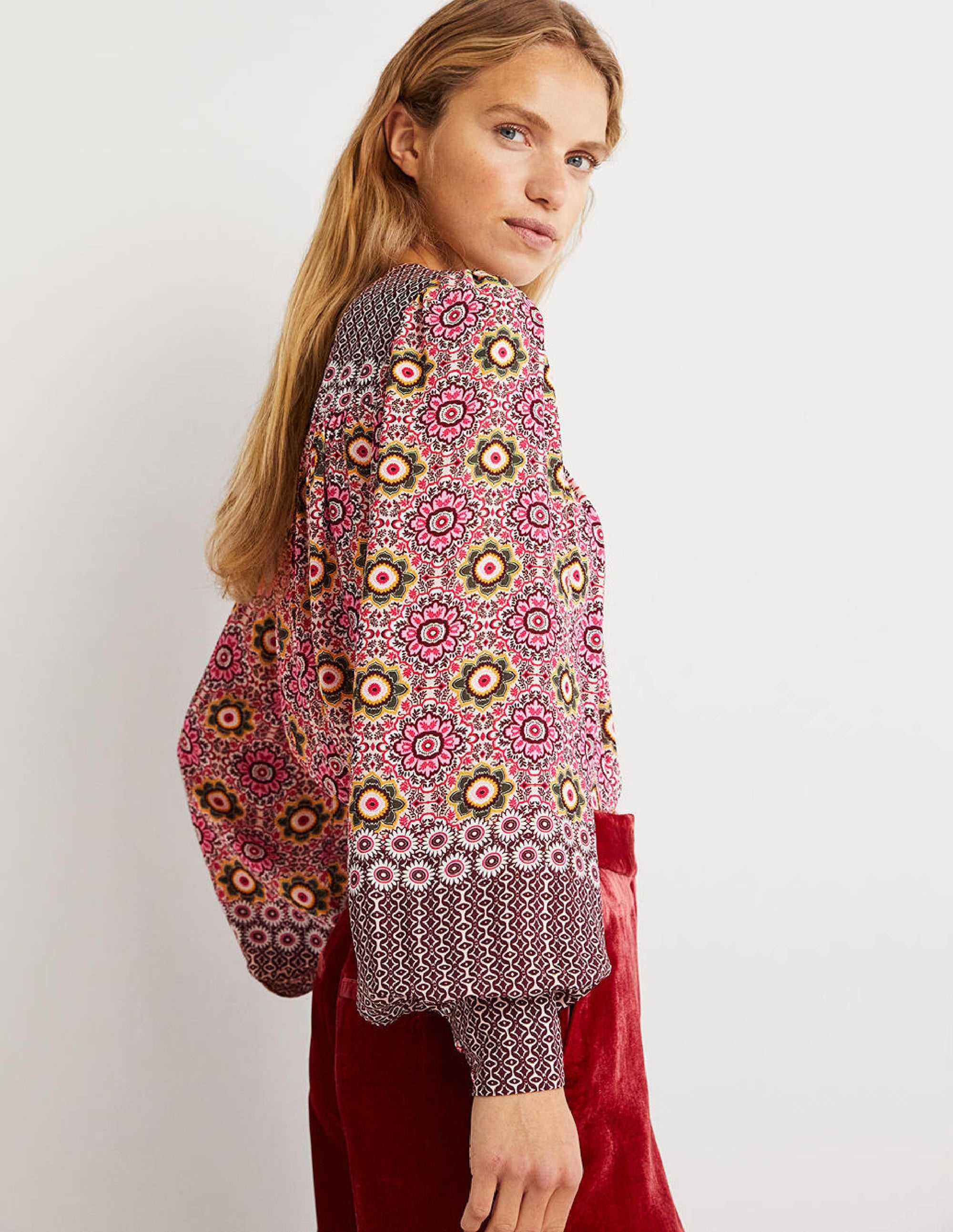 Printed Yoke Detail Top-Milkshake, Paradise Garden - Image 5