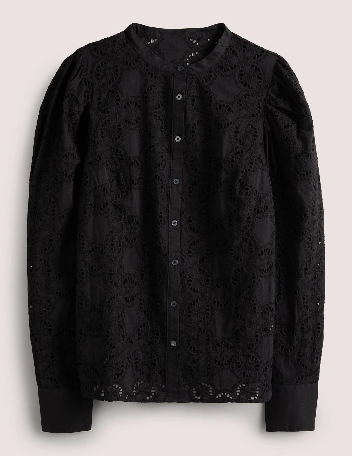Mutton Sleeve Broderie Blouse-Black - Image 6