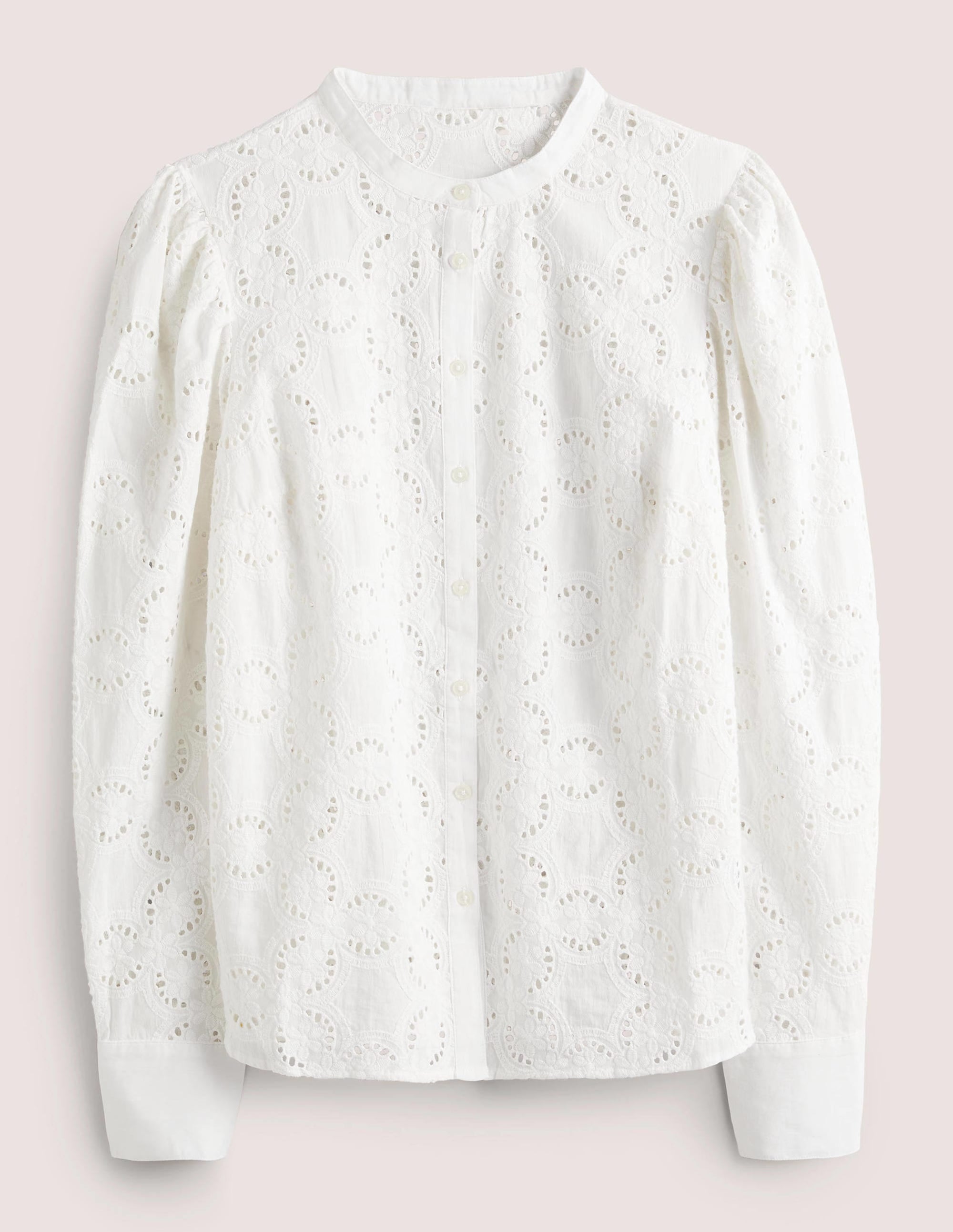Mutton Sleeve Broderie Blouse-White - Image 6