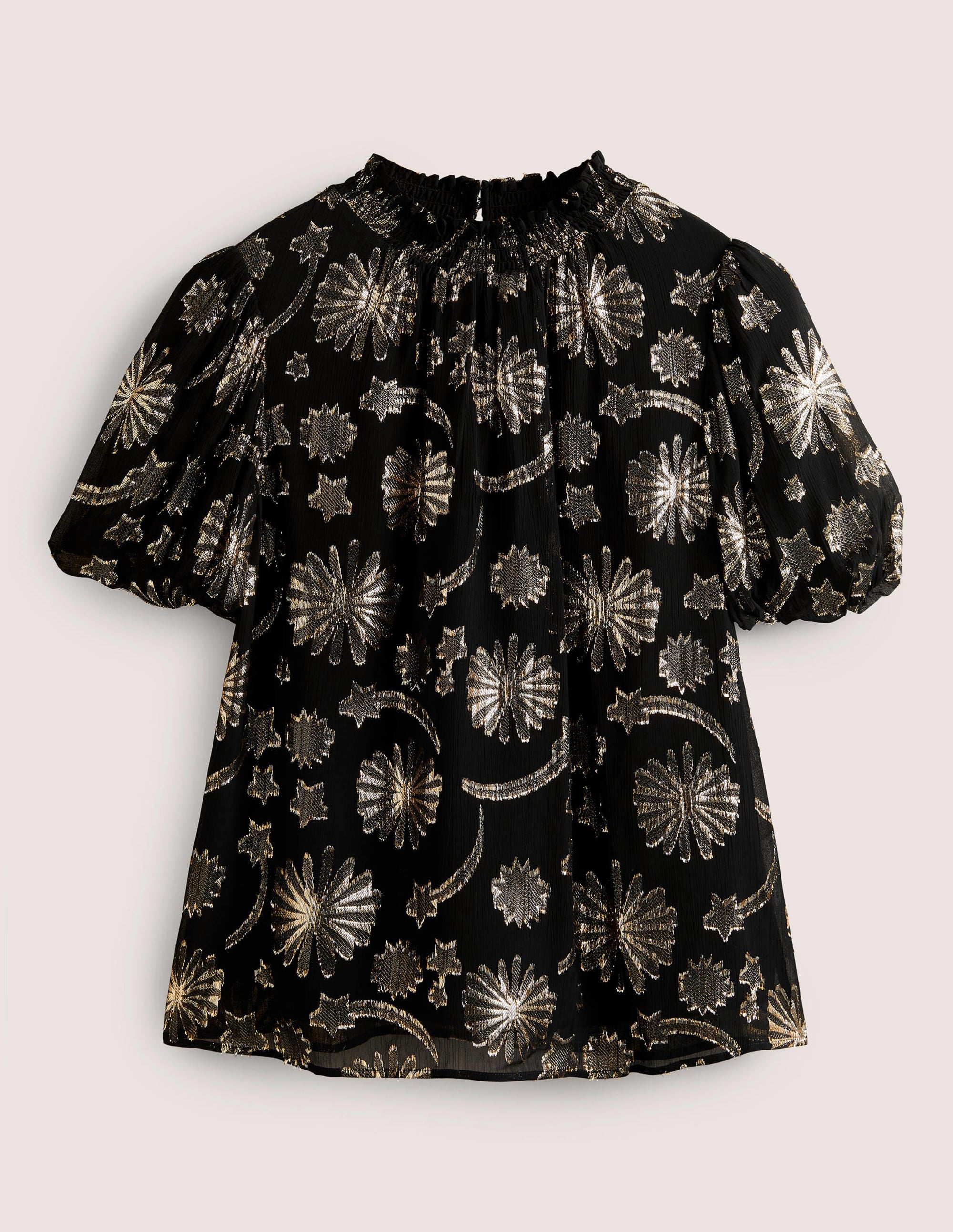 Smocked Neck Party Top-Clip Jacquard - Image 6