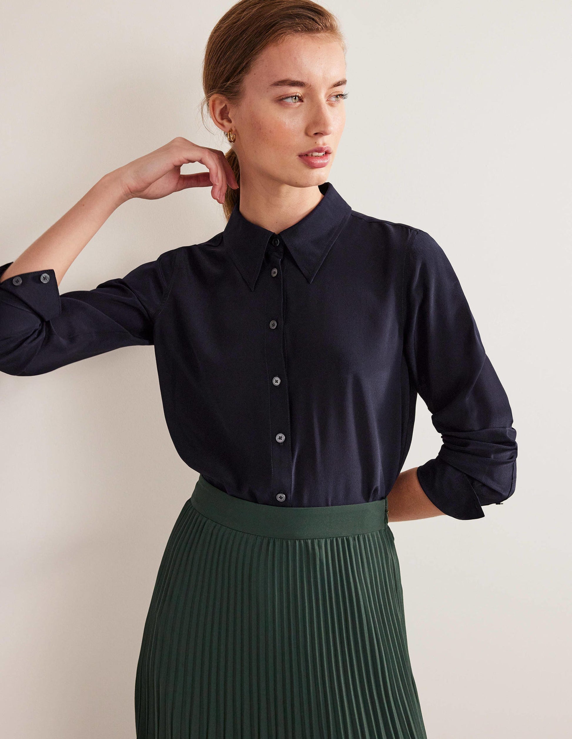 Silk Shirt-Navy-1