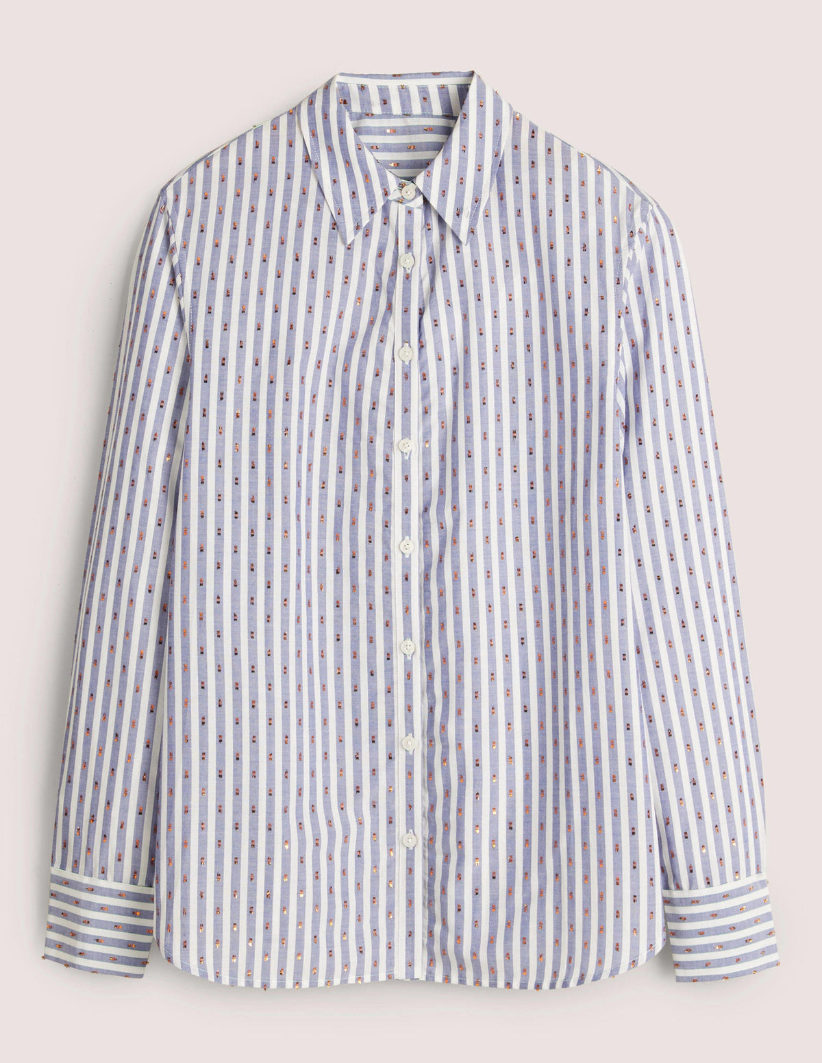 Embroidered Relaxed Shirt-Metallic Clip Stripe-6