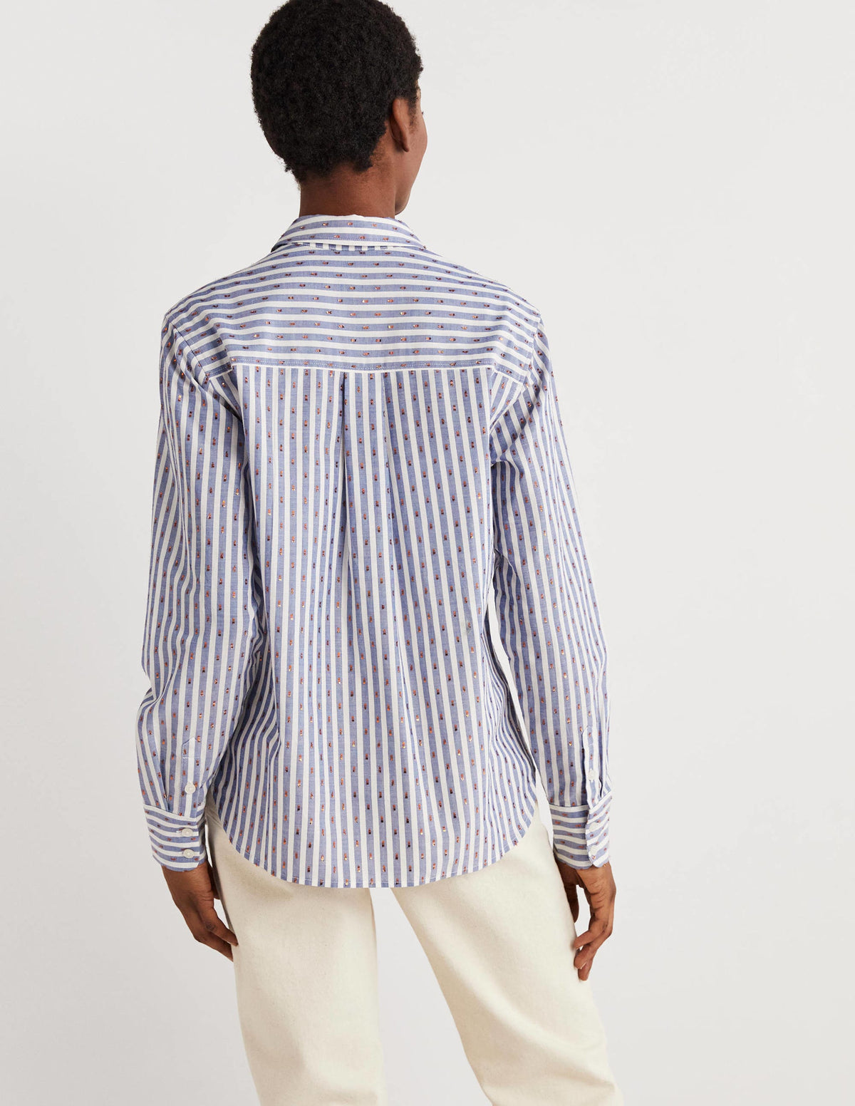 Embroidered Relaxed Shirt-Metallic Clip Stripe - Image 4