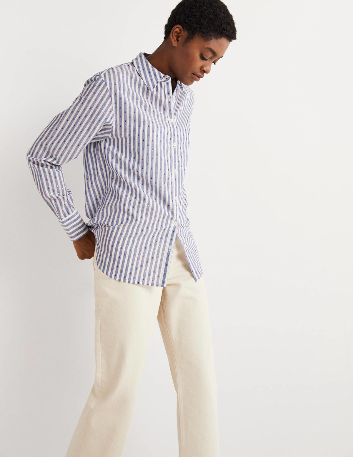 Embroidered Relaxed Shirt-Metallic Clip Stripe - Image 5