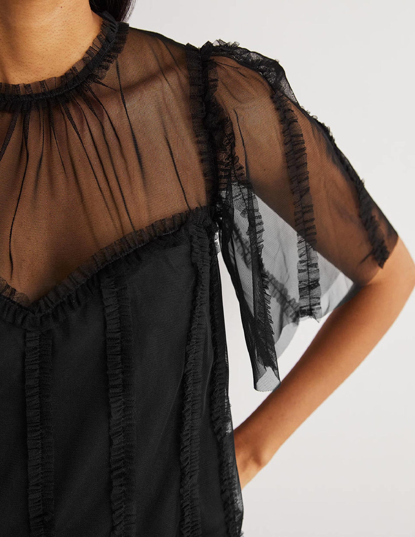 Black Sweetheart Tulle Party Top-Black