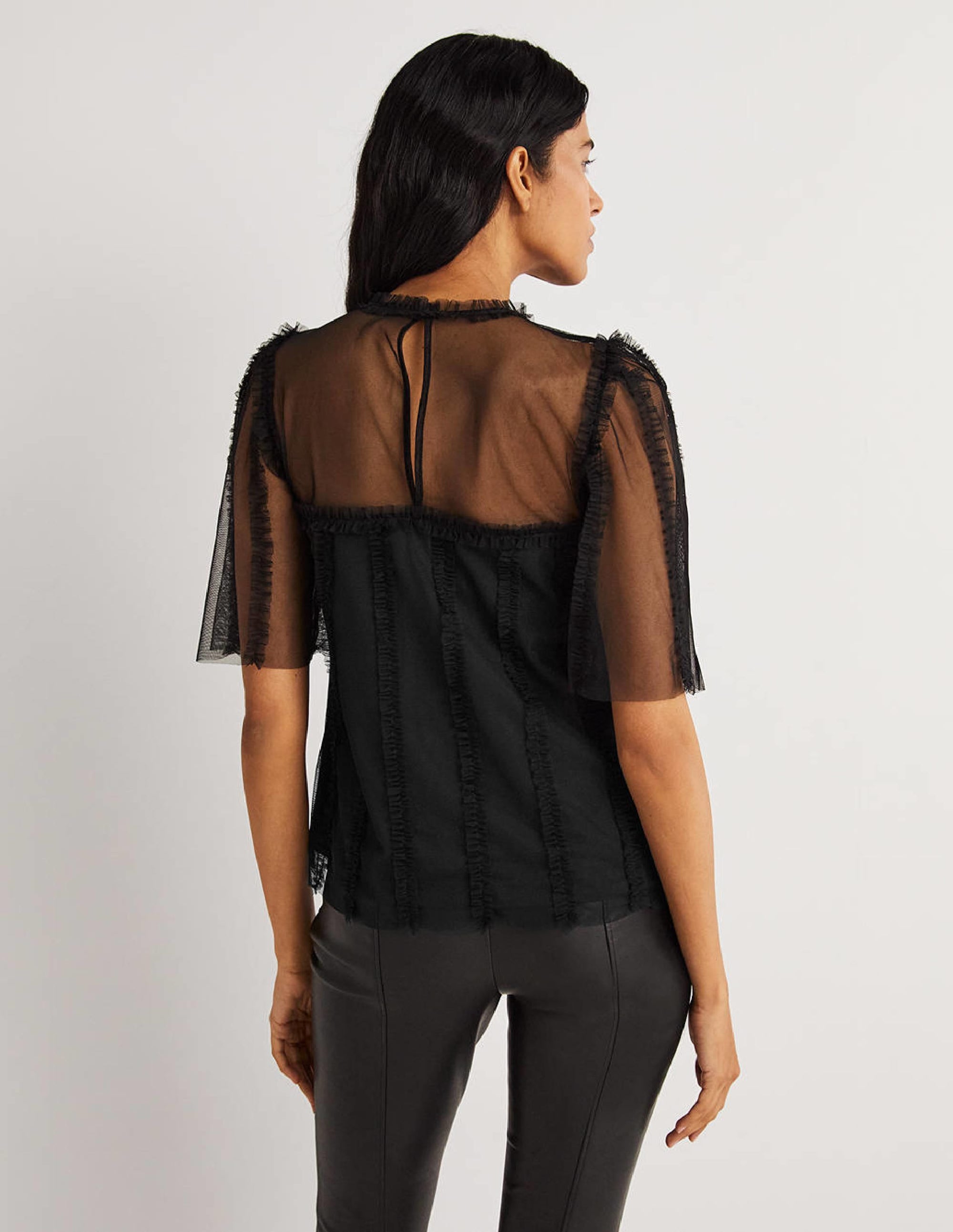 Black Sweetheart Tulle Party Top-Black - Image 3