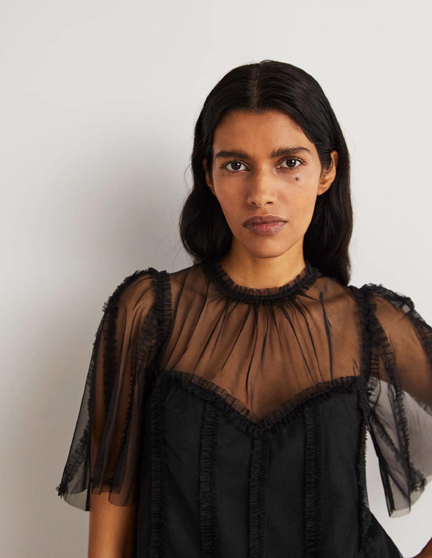 Black Sweetheart Tulle Party Top-Black