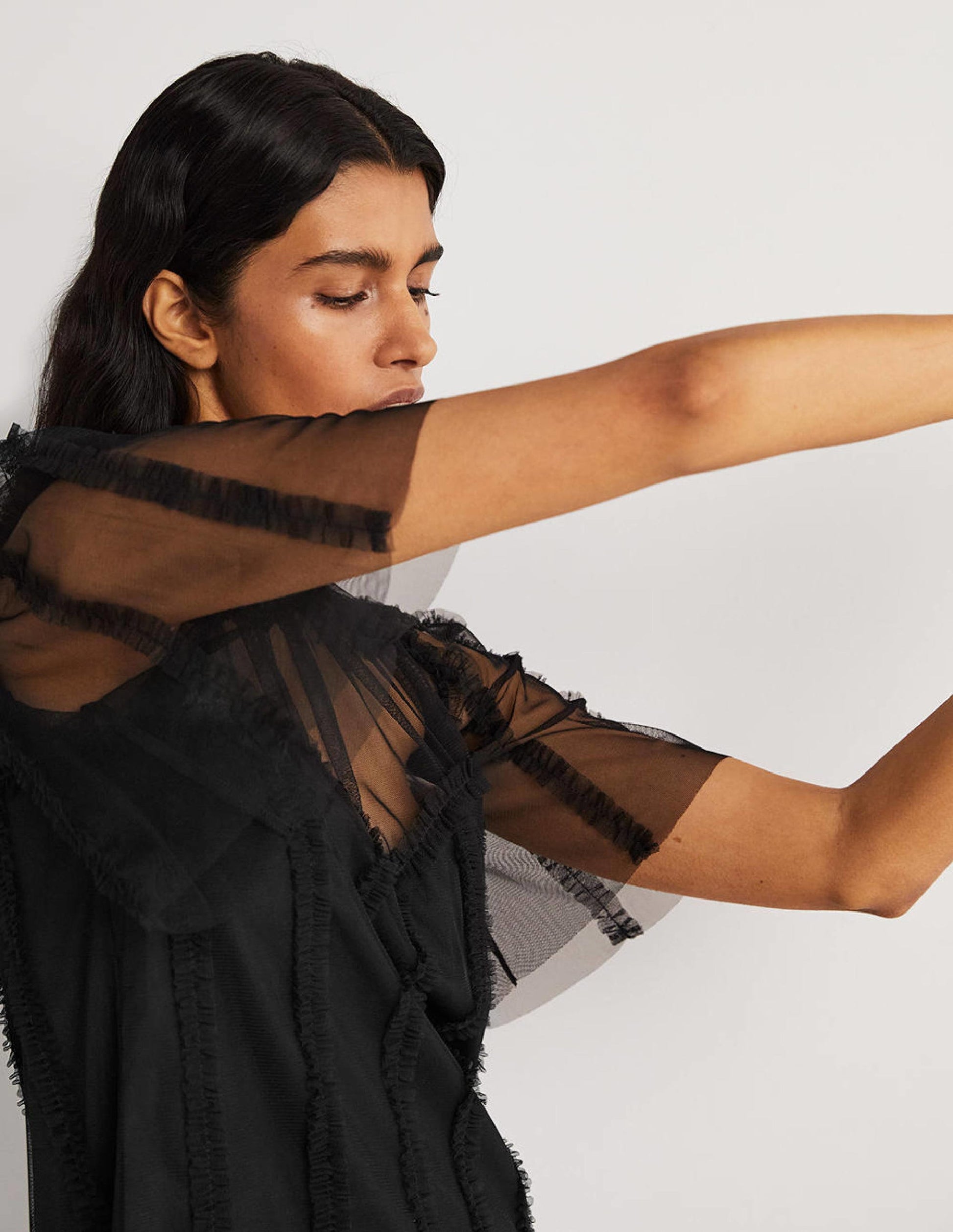 Black Sweetheart Tulle Party Top-Black-6