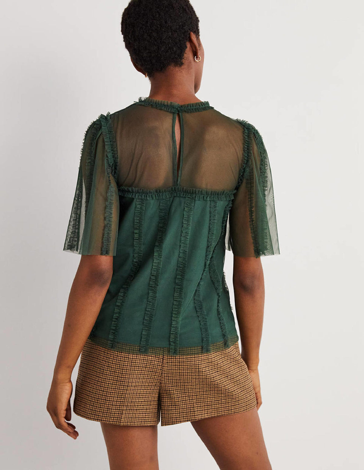 Green Sweetheart Tulle Party Top-Trekking Green-3