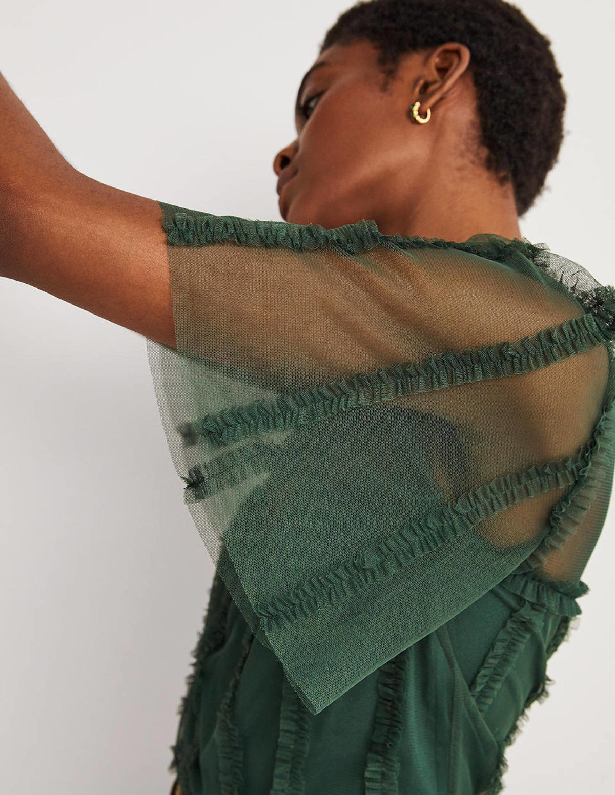 Green Sweetheart Tulle Party Top-Trekking Green-5