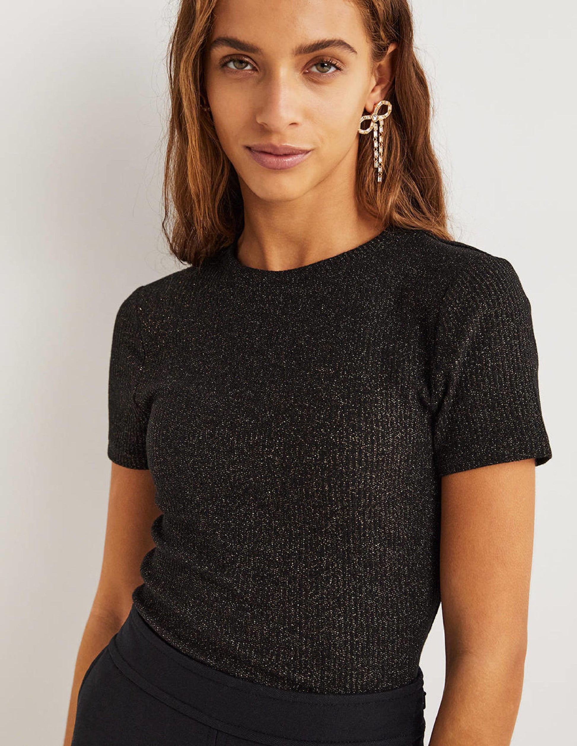 Sparkle Shrunken T-Shirt-Black/Gold Sparkle-4