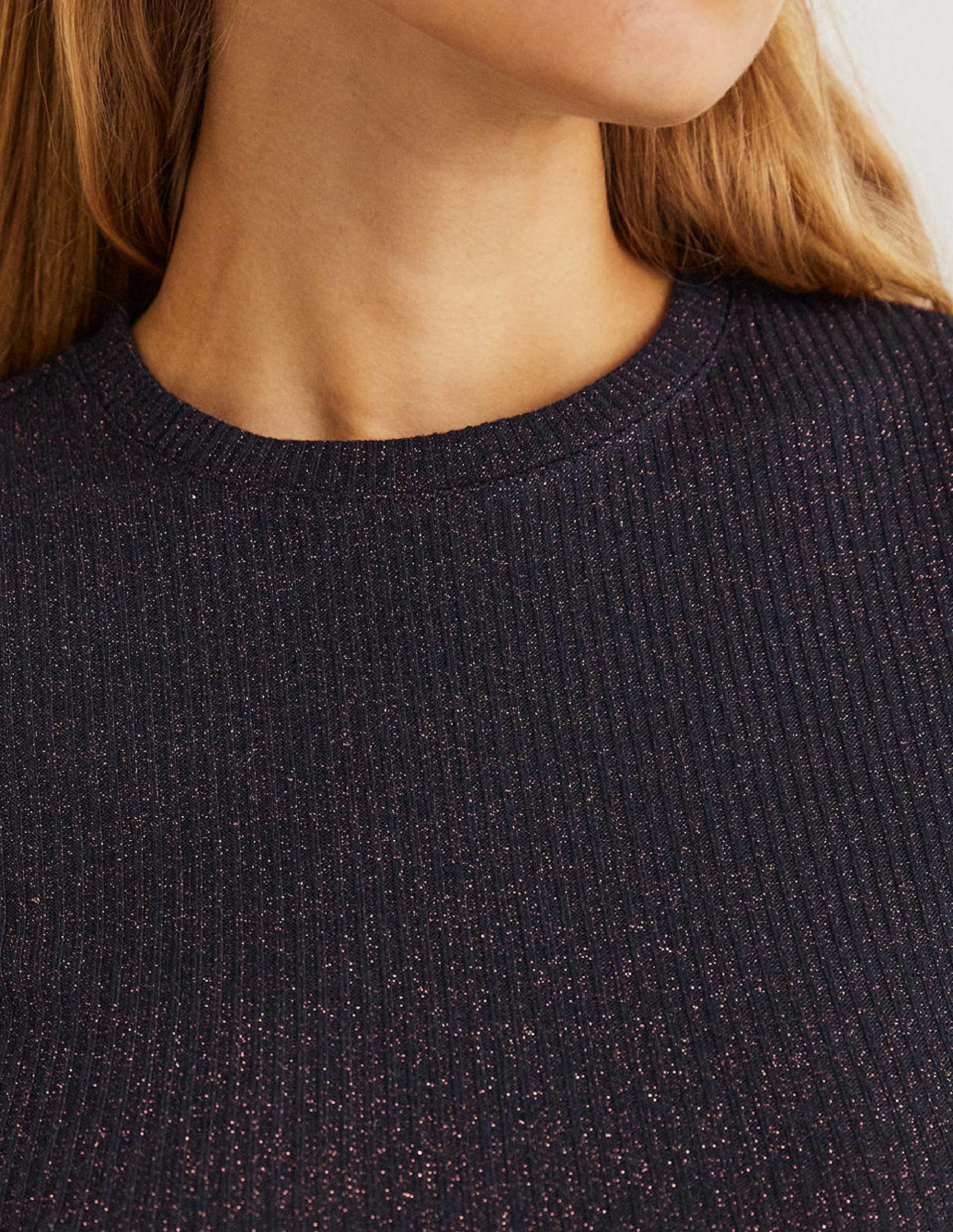 Sparkle Shrunken T-Shirt-Navy/Copper Sparkle-2