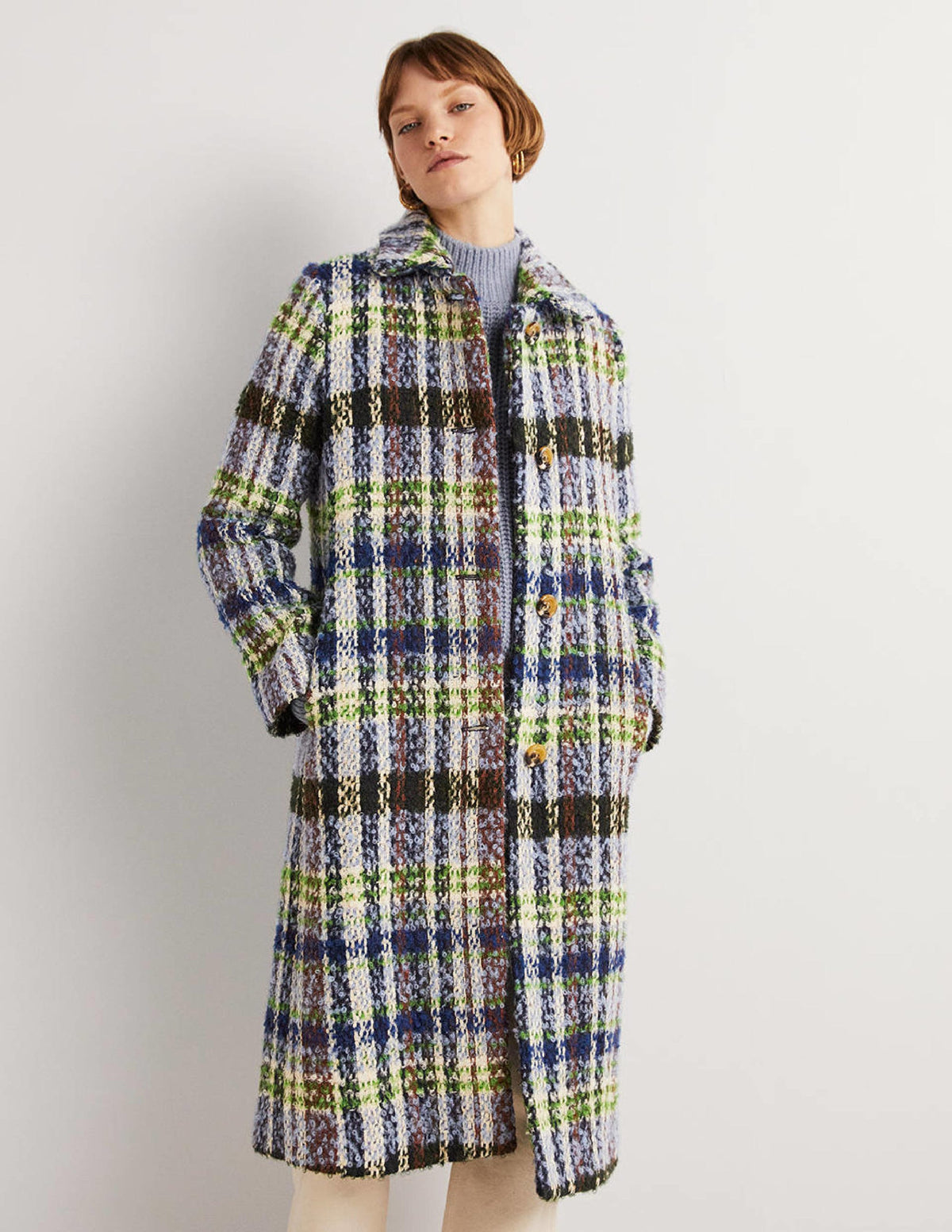 Textured Wool Coat-Check - Image 1