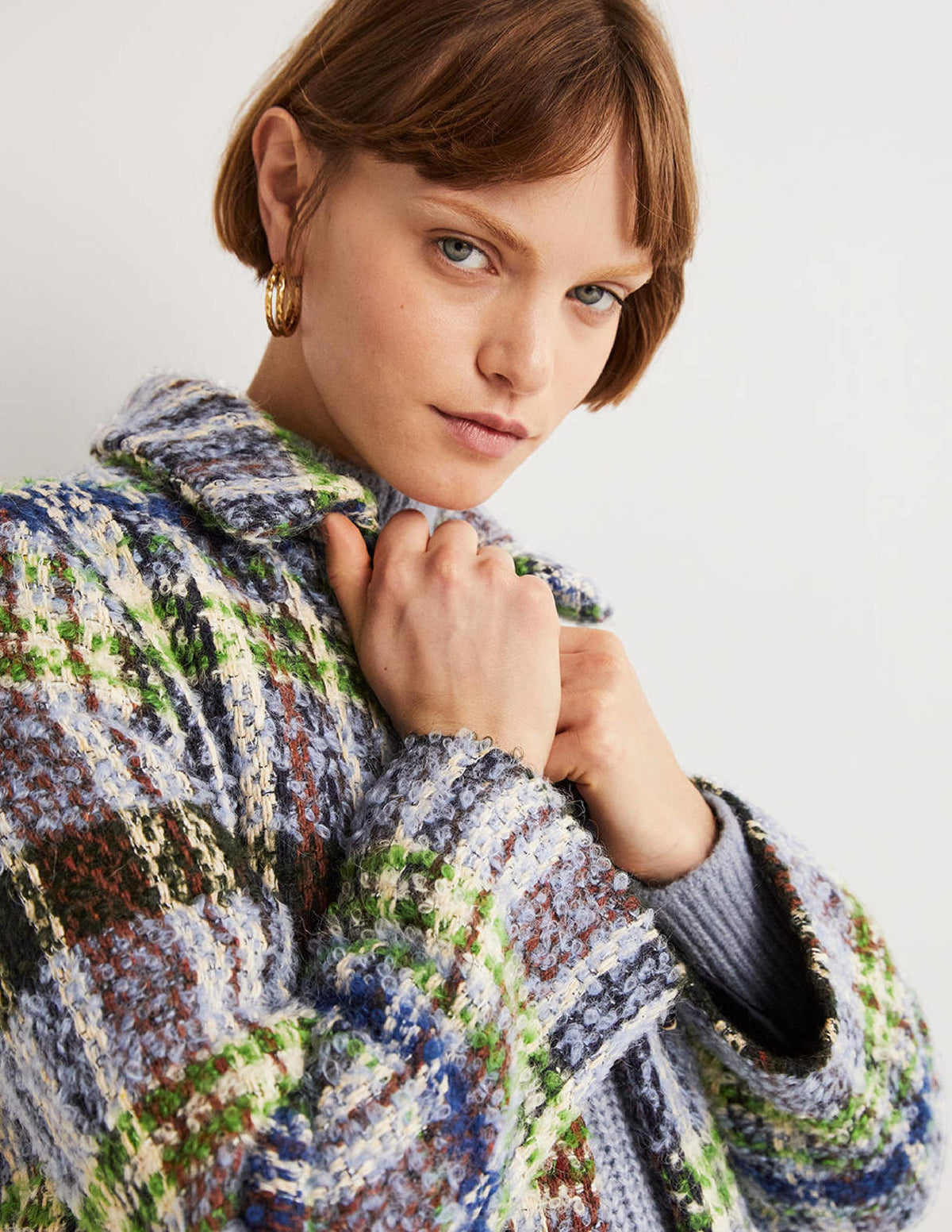 Textured Wool Coat-Check - Image 2