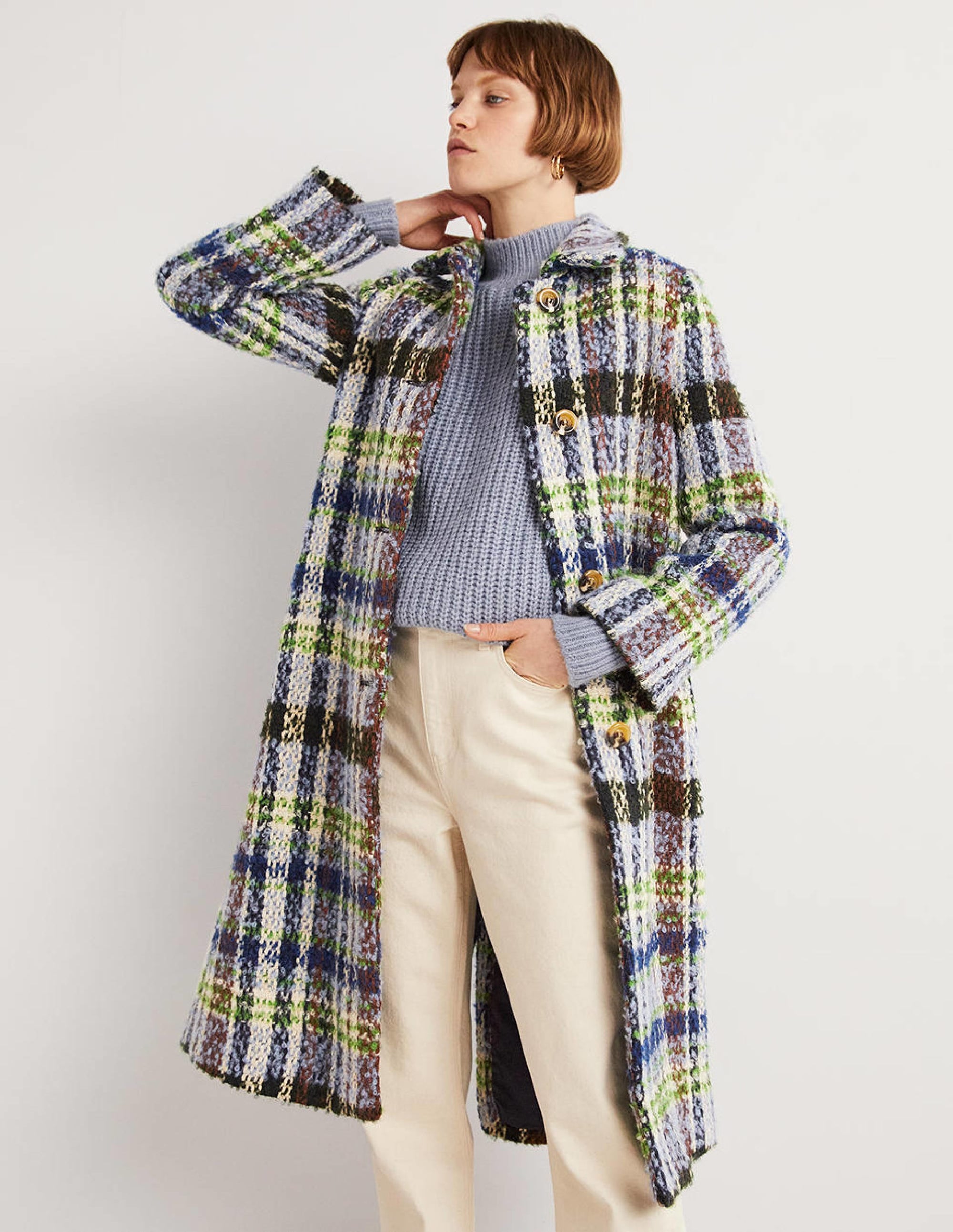 Textured Wool Coat-Check - Image 4