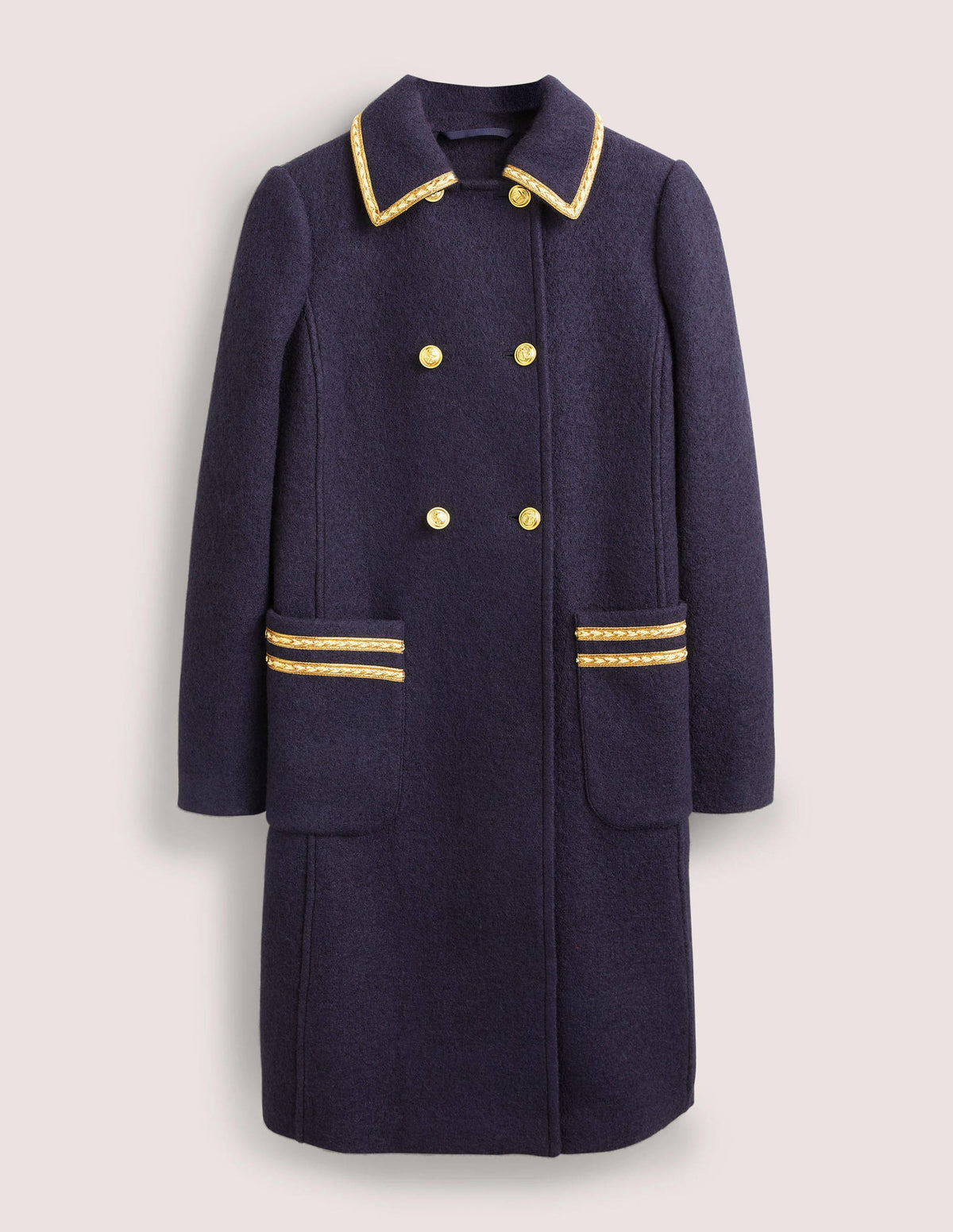 Double Breasted Military Coat-Navy - Image 6