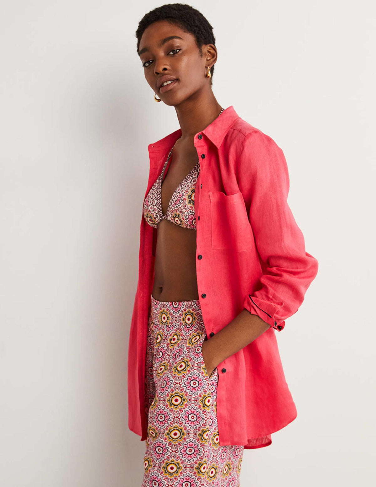 Linen Shirt-Pink Berry - Image 1