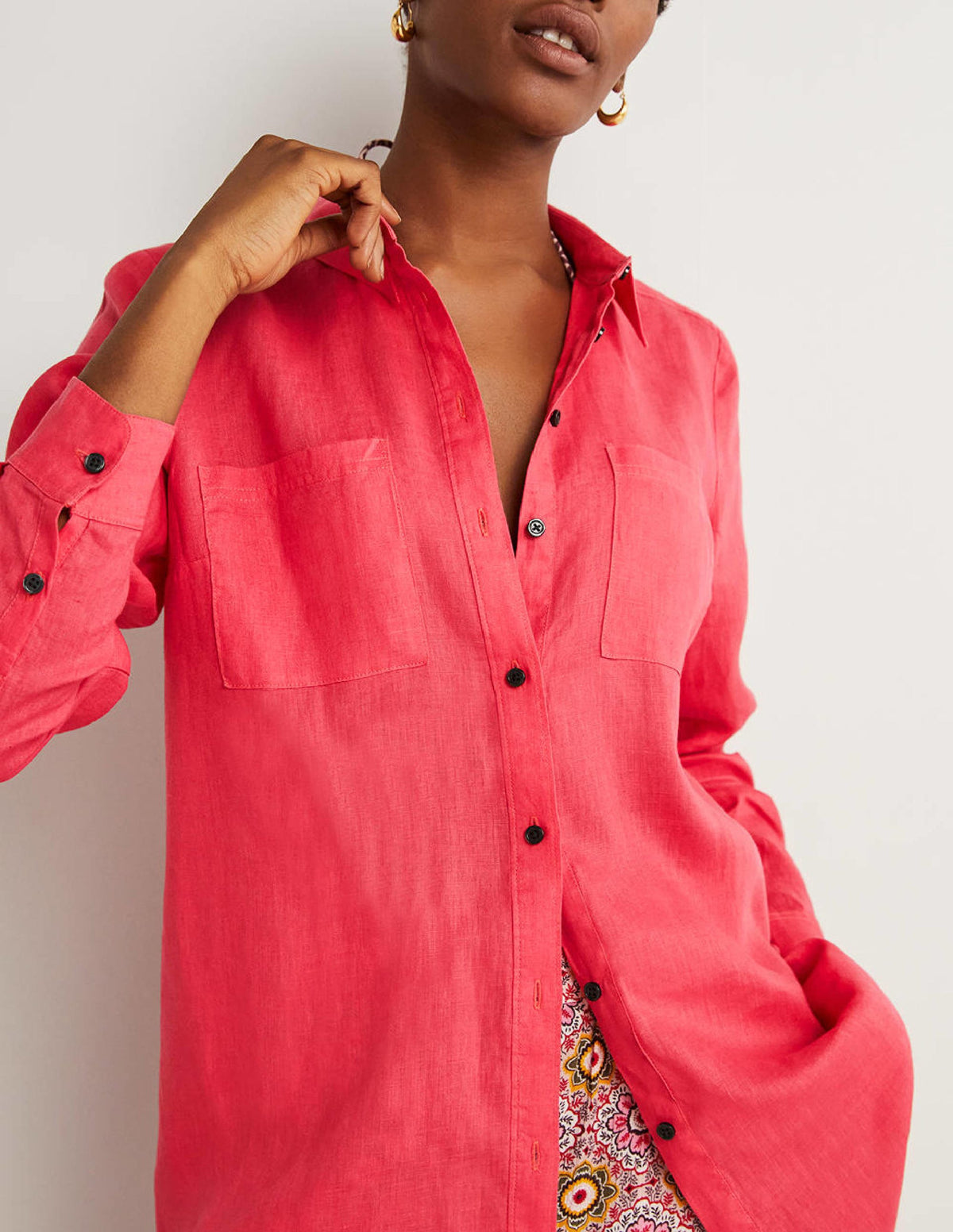 Linen Shirt-Pink Berry-2