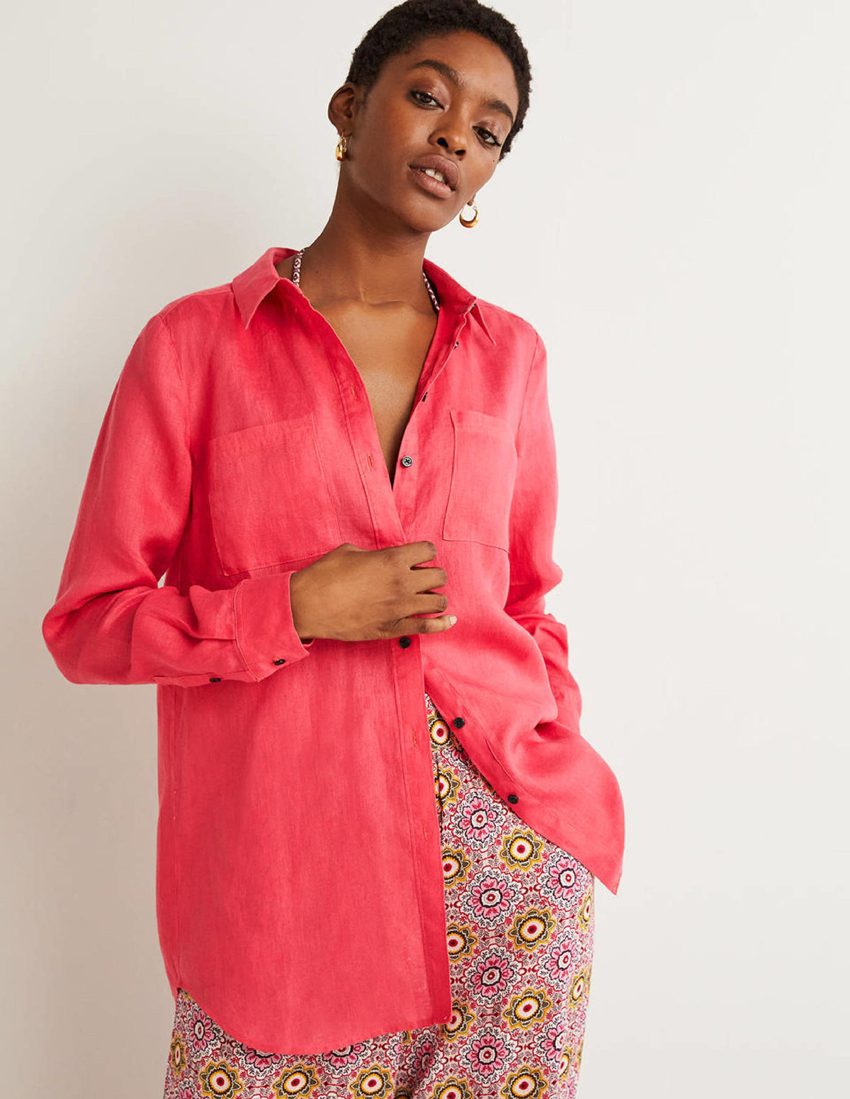 Linen Shirt-Pink Berry-4