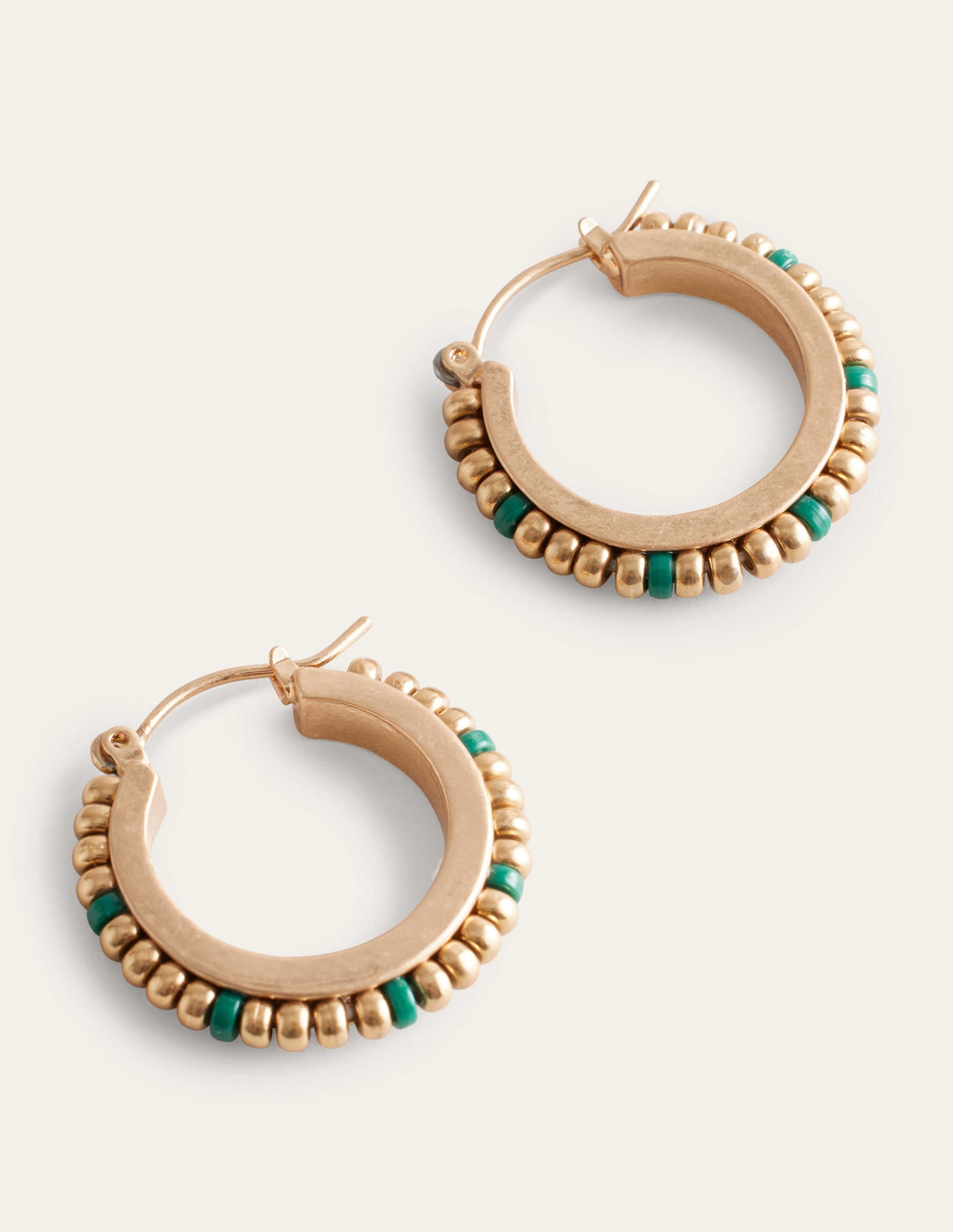 Small Beaded Hoops-Green - Image 2