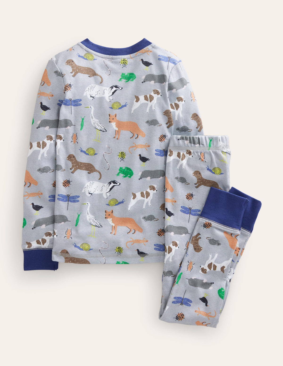 Snug Single Long John Pyjamas-Grey Marl Nature Trail-2